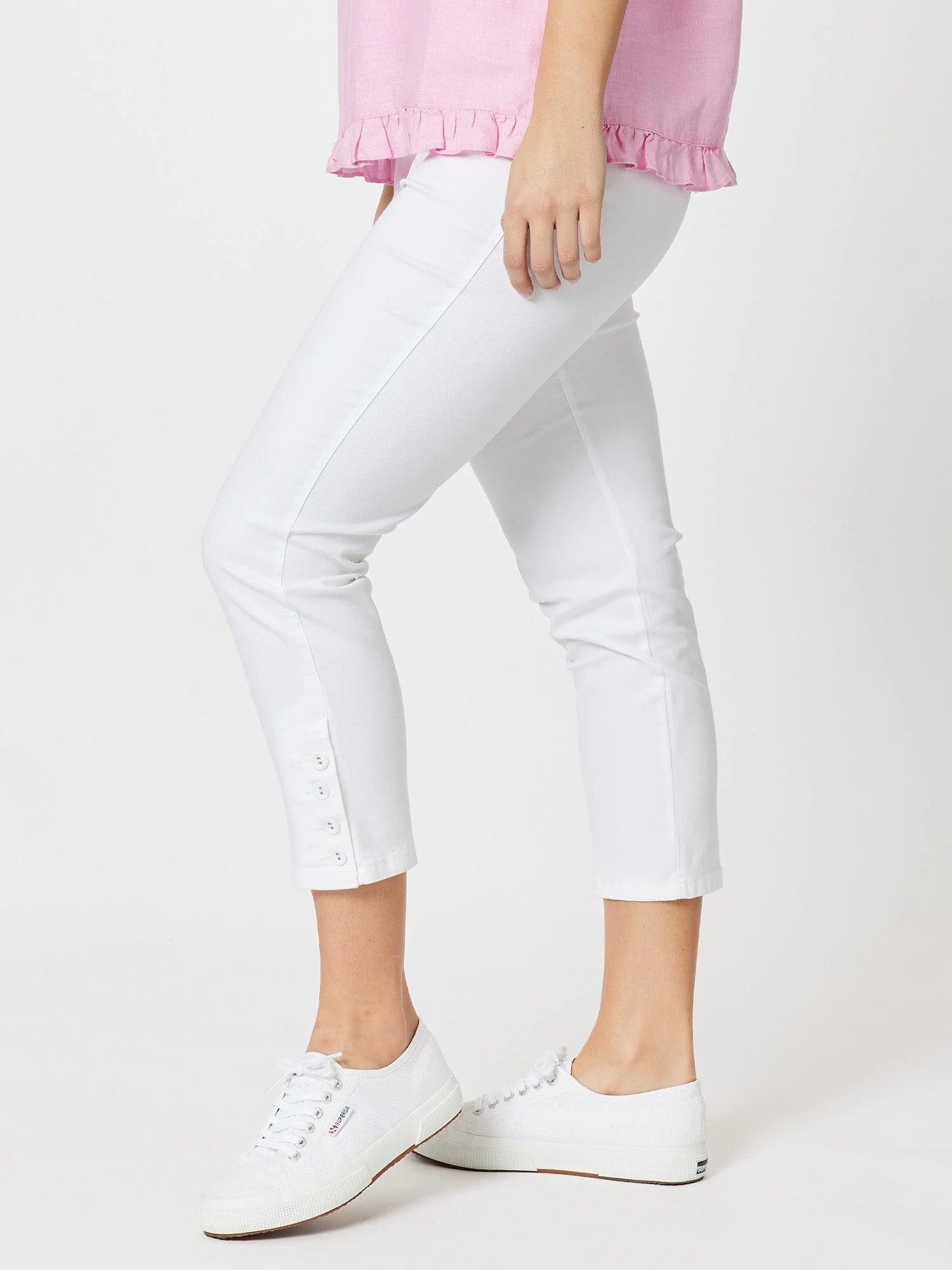 Charlie Cotton Twill Stretch Capri Pant - White