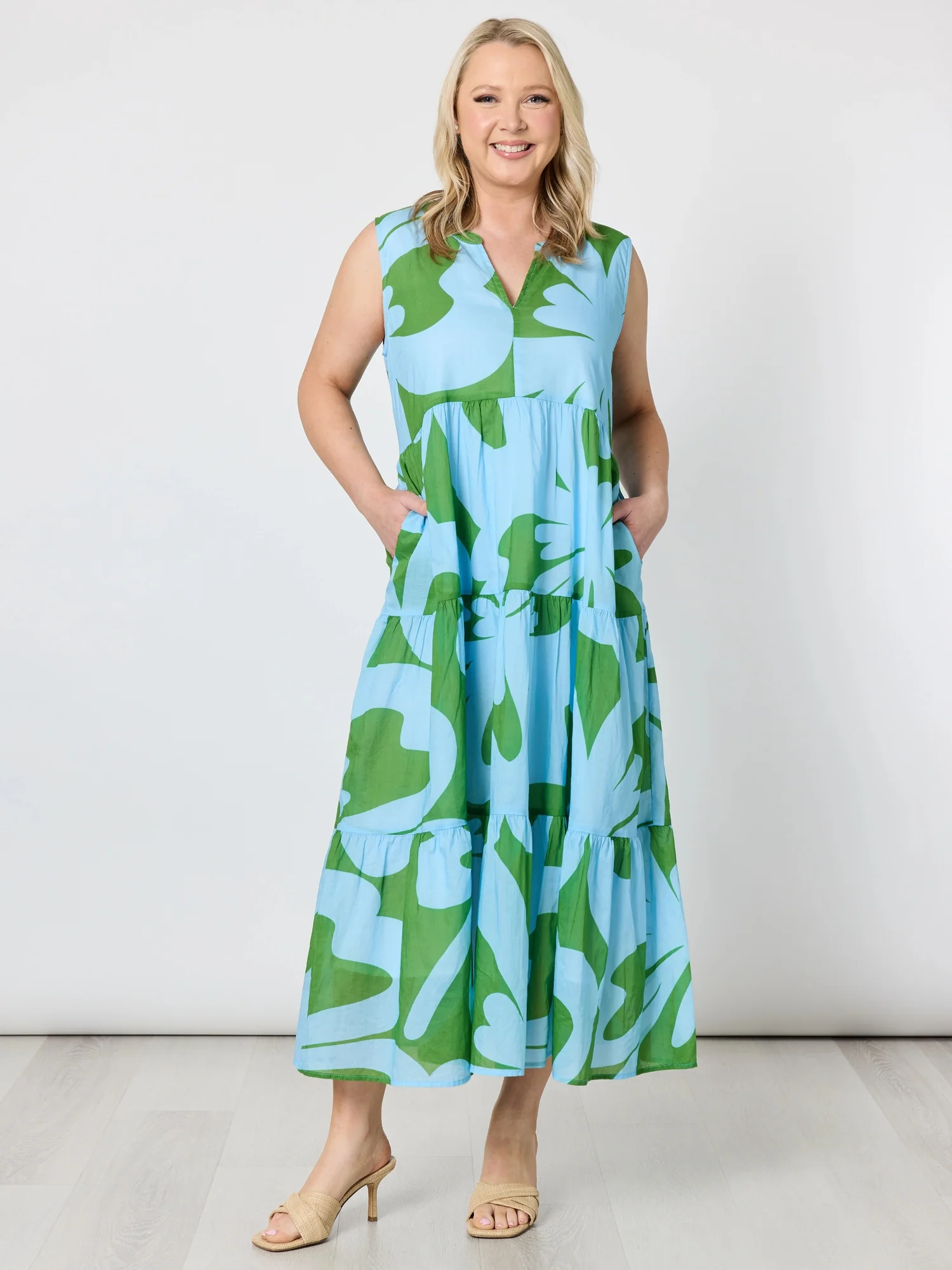 Sienna Print Dress - Blue Green