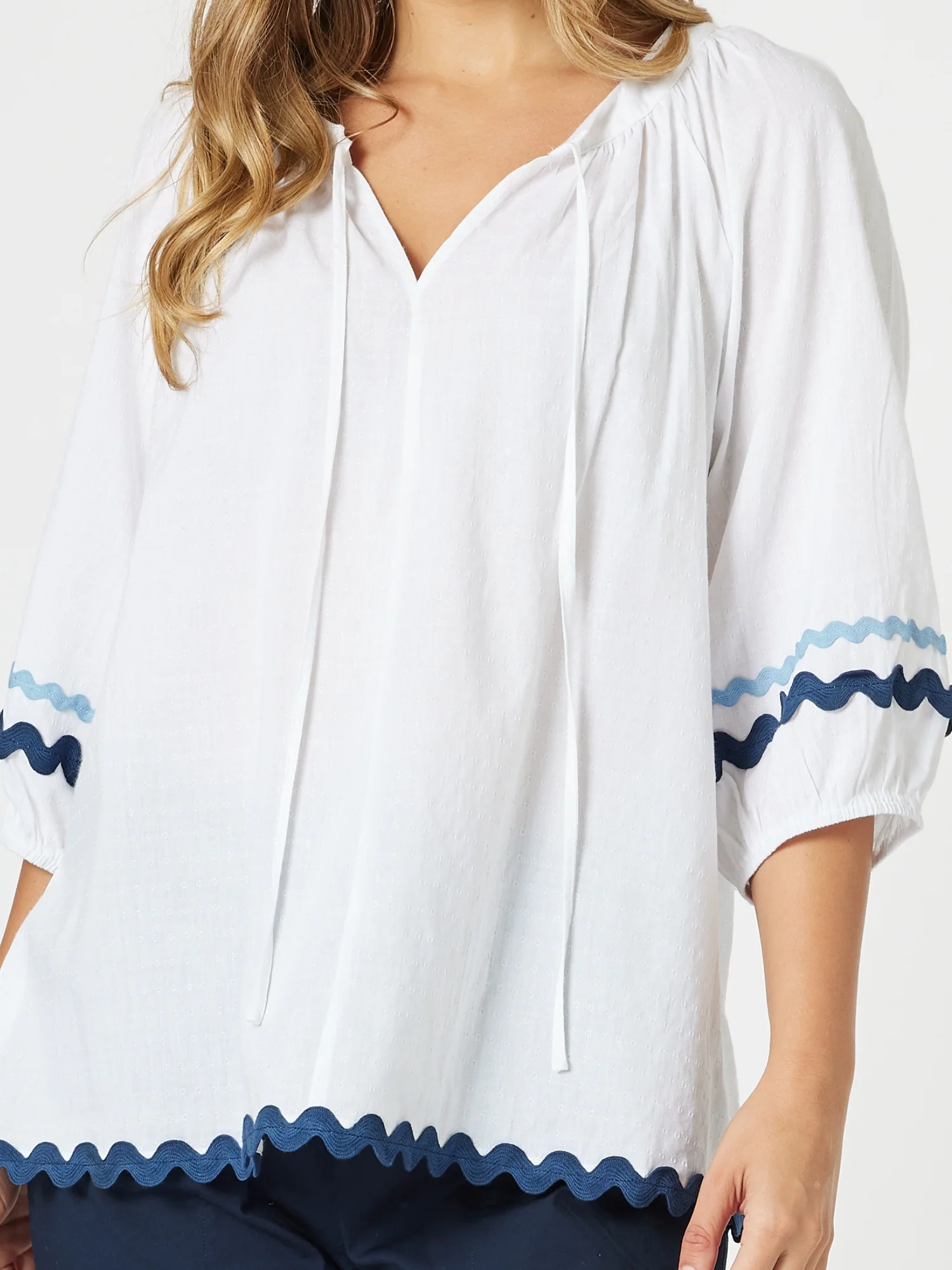 Ric Rac Top - White/Blue