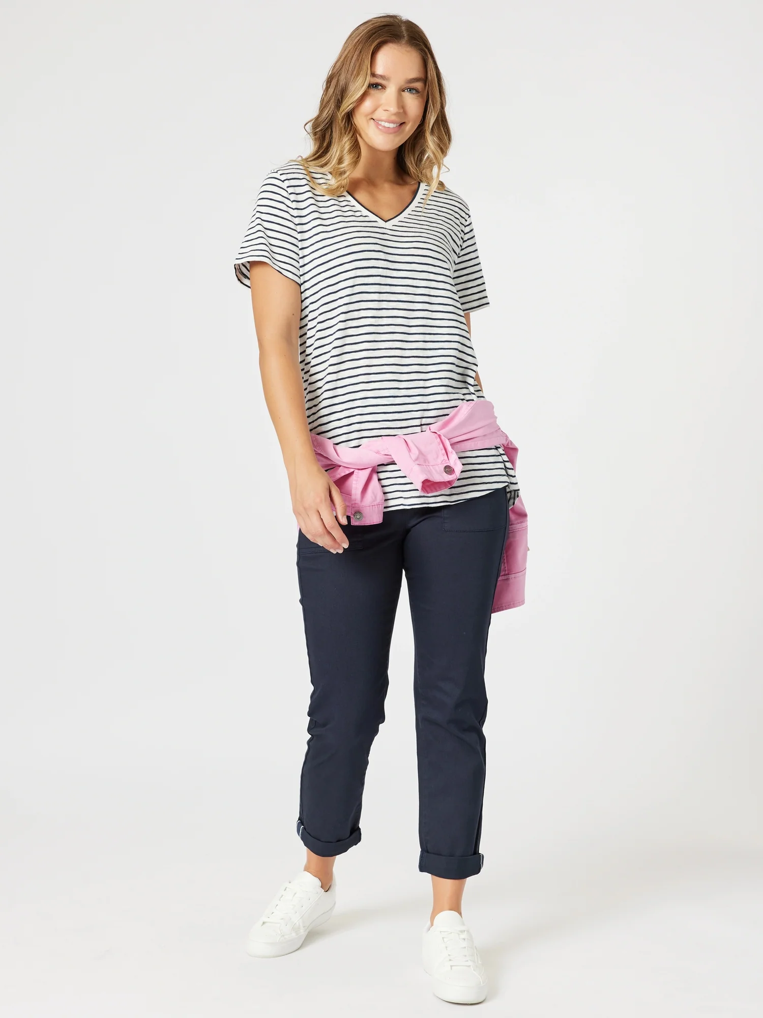 Tonic Stripe Print Tee - Navy/White