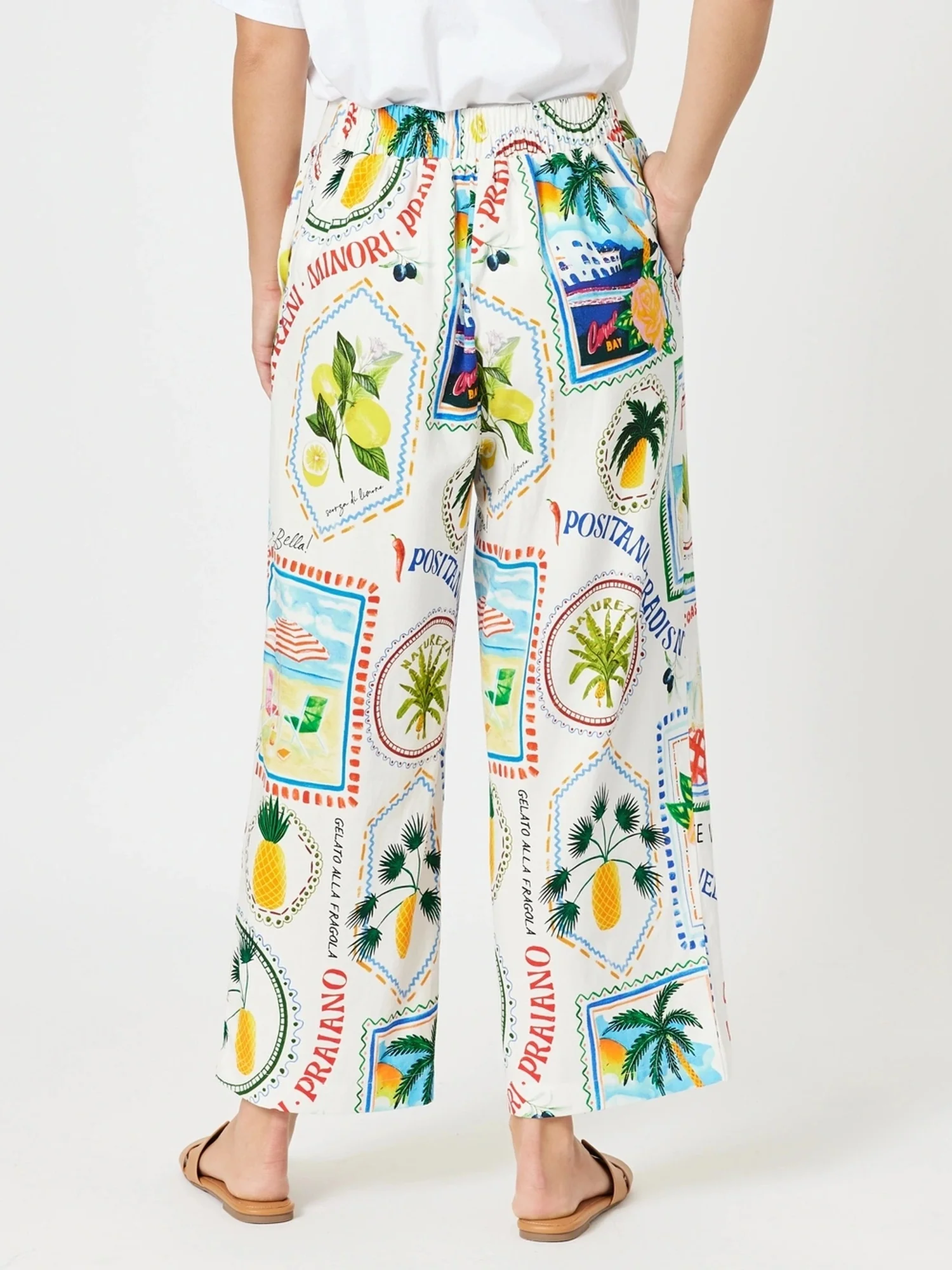 Amalfi Print Wide Leg Pant - Blue/Multi