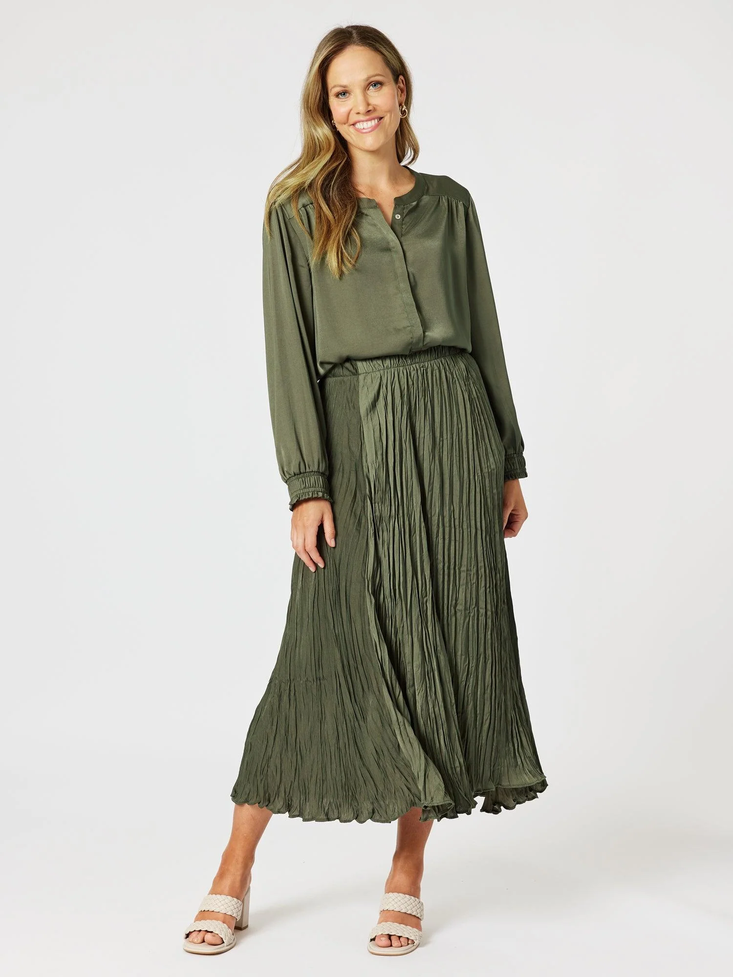Crushed Skirt - Khaki
