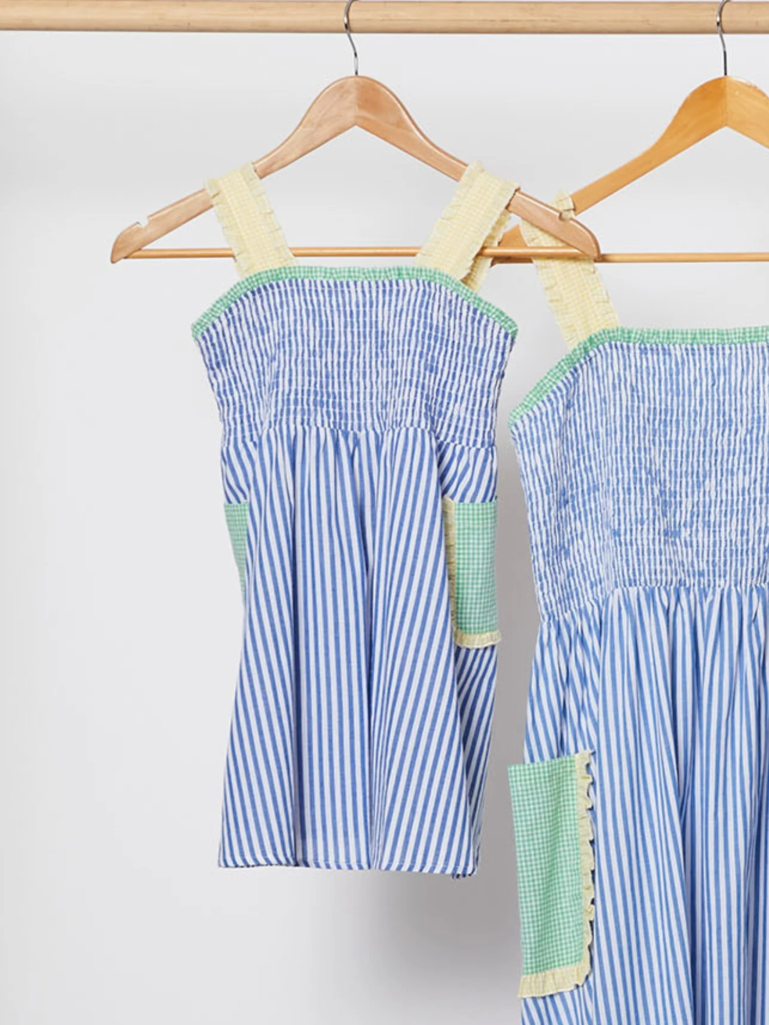 Shirred Pocket Dress Mini Me - Sky Blue