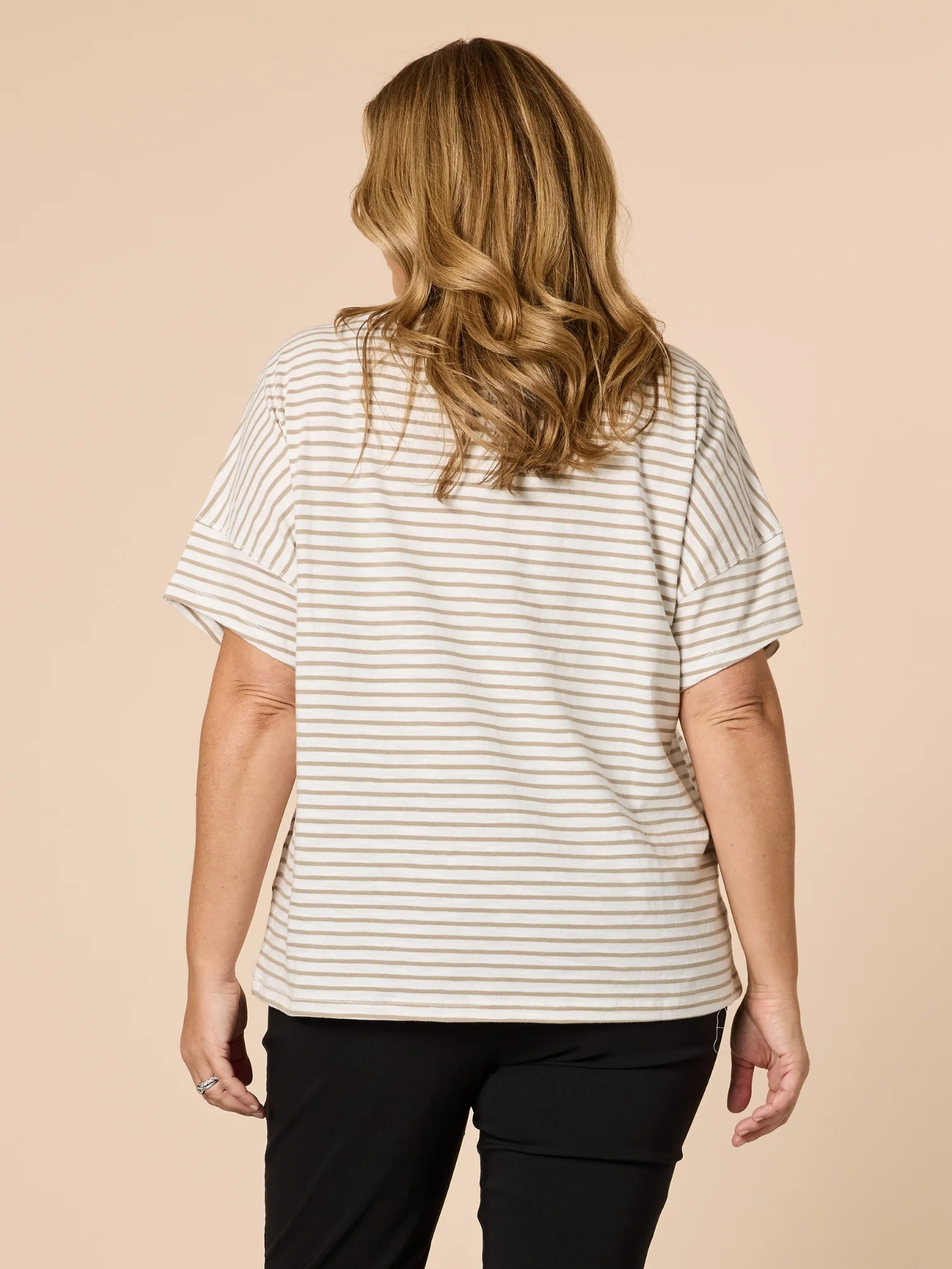 Tyla Stripe Tee - Natural/White