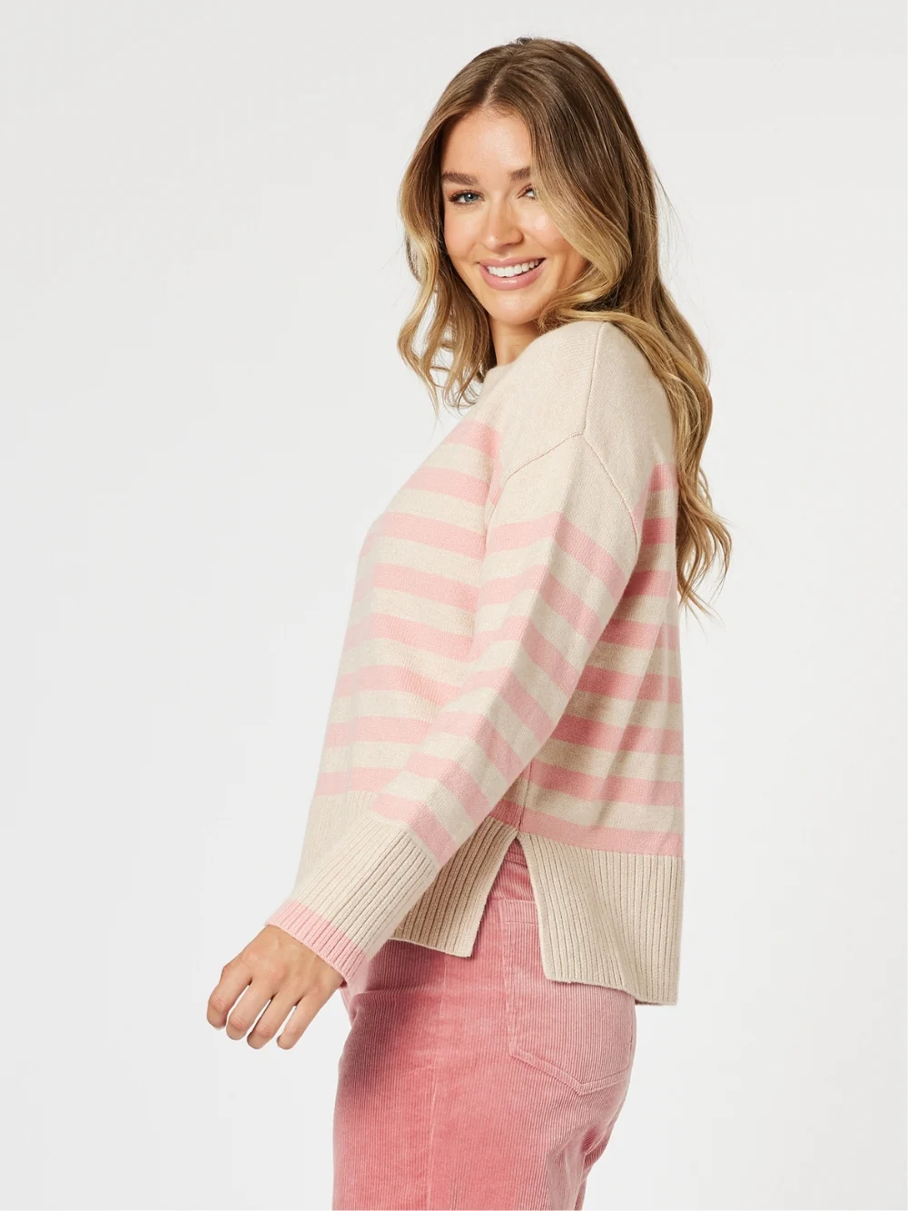 Tempo Stripe Print Knit - Blush/Natural