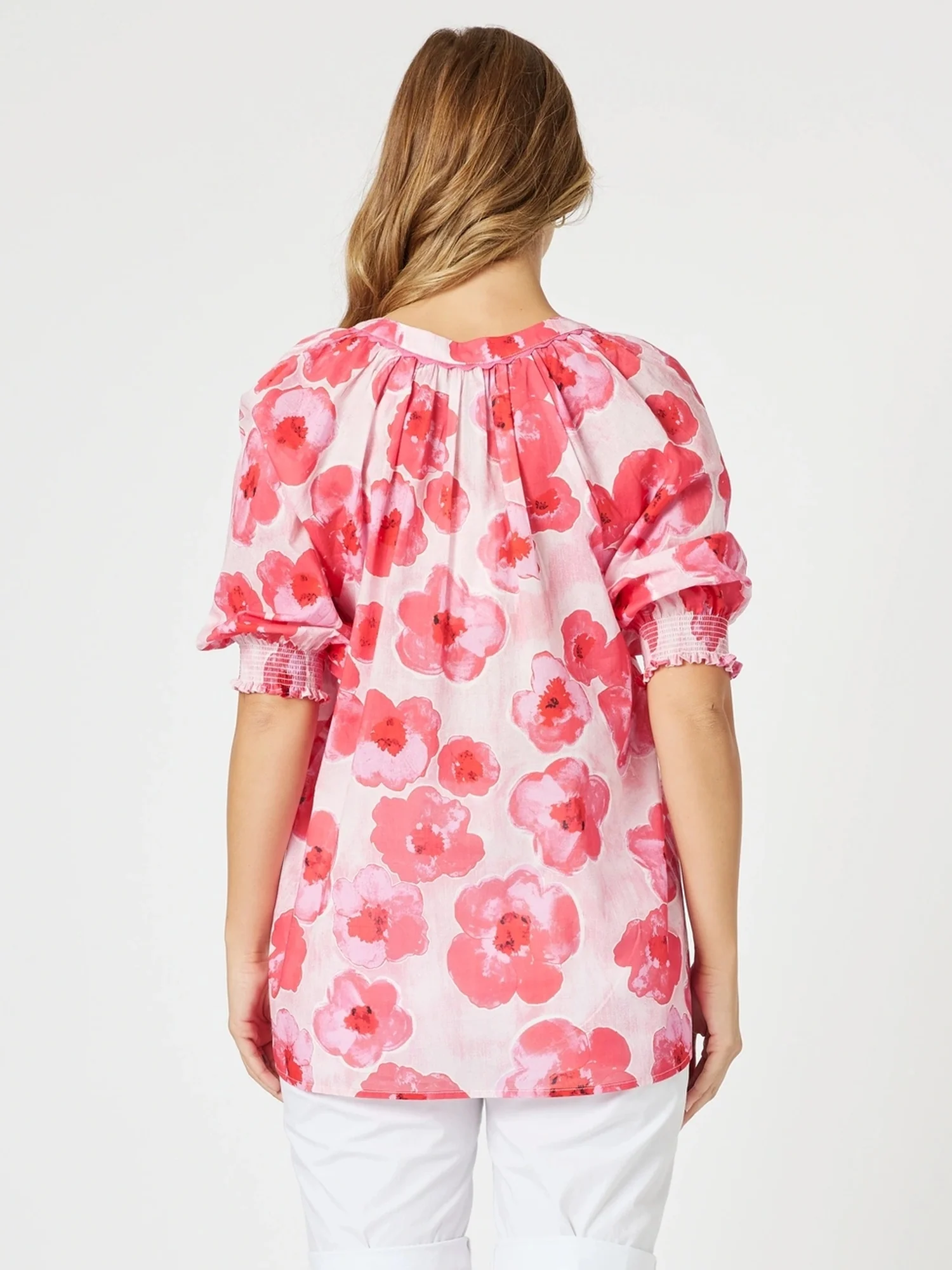 Pink Poppies Floral Print Top - Pink/Multi