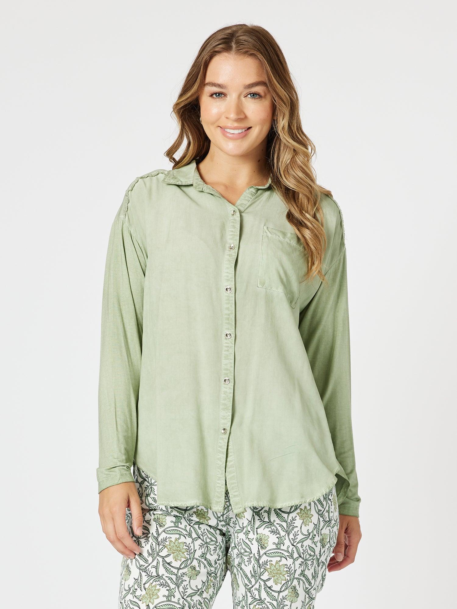 Paige Garment Washed Shirt - Washed Khaki