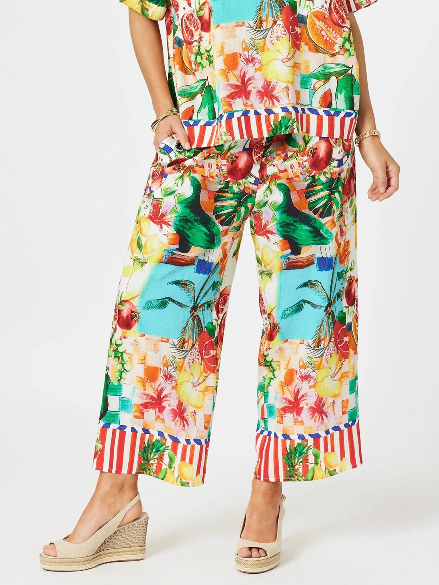 Positano Print Pant - Orange Multi
