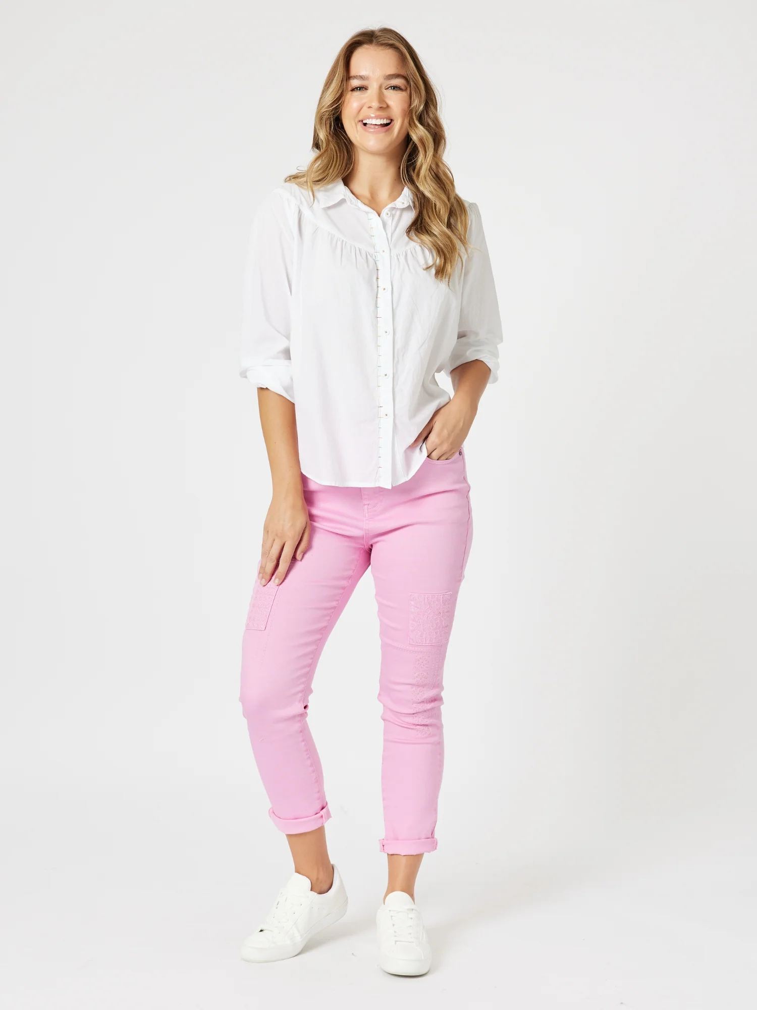 Crayon Stitch Shirt - White