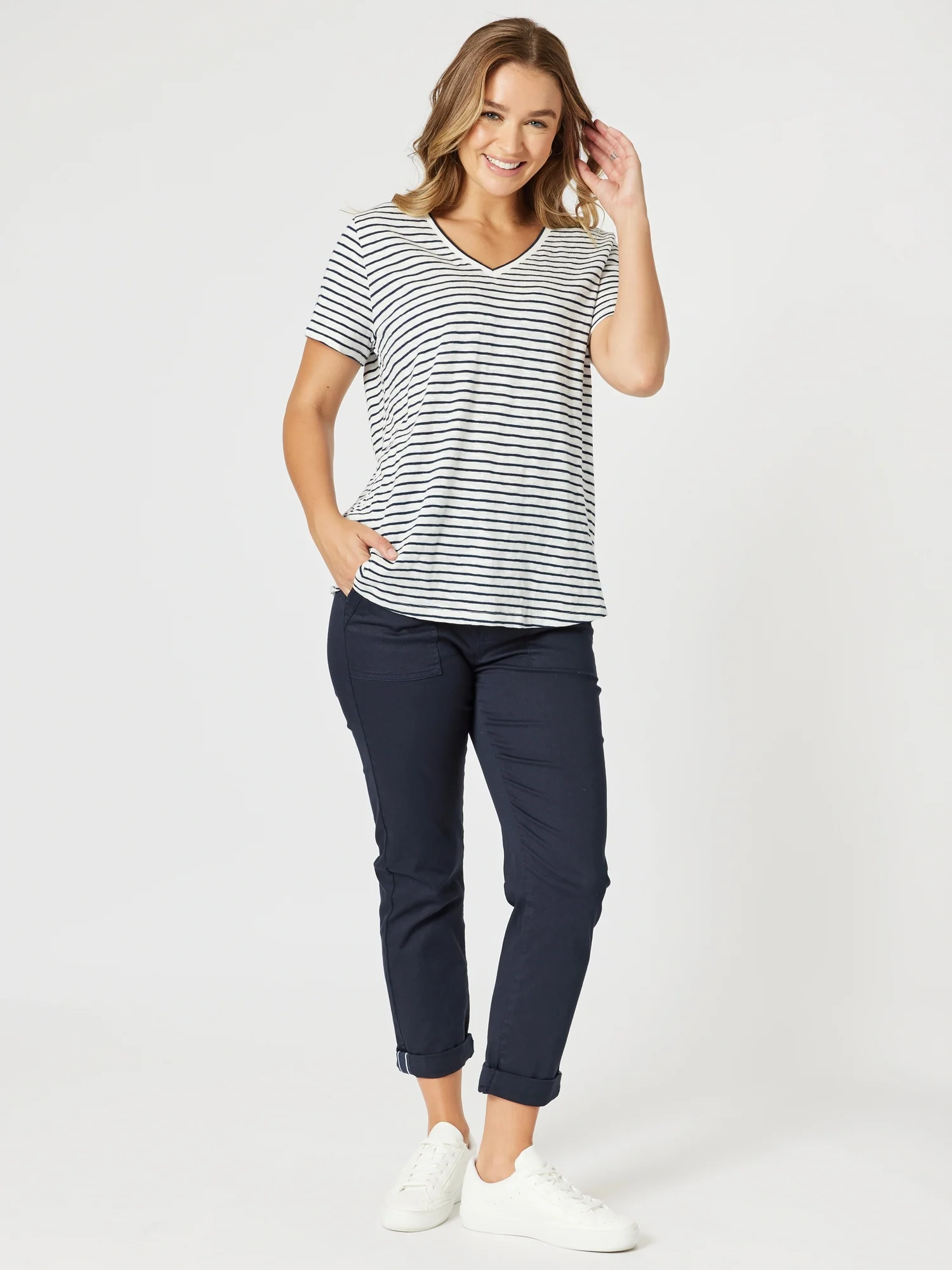 Tonic Stripe Print Tee - Navy/White