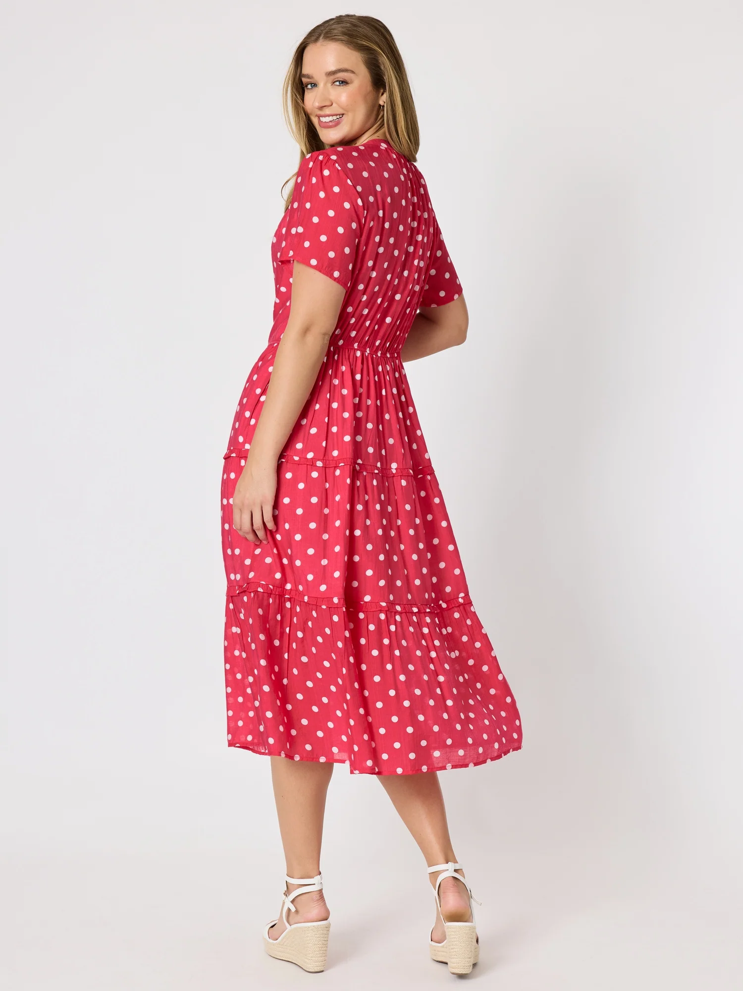 French Rose Spot Print Dress - Red/White
