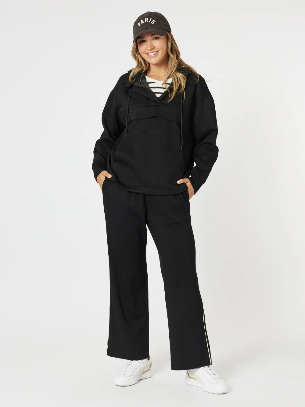 Evie Hooded Zip Sweatshirt - Black