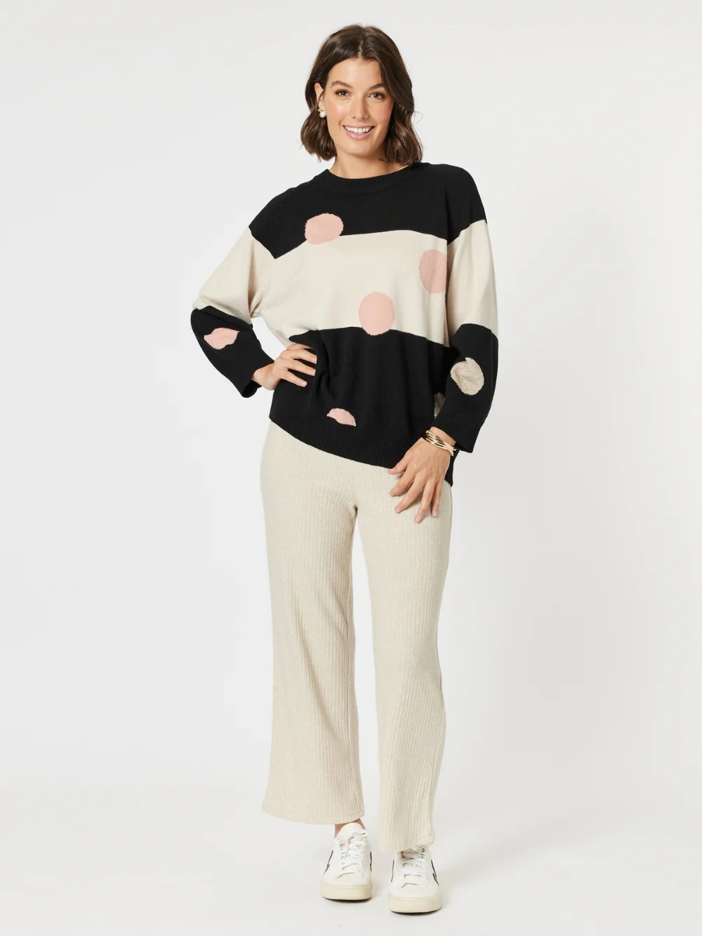 Moonlight Spot Print Knit - Black/Natural