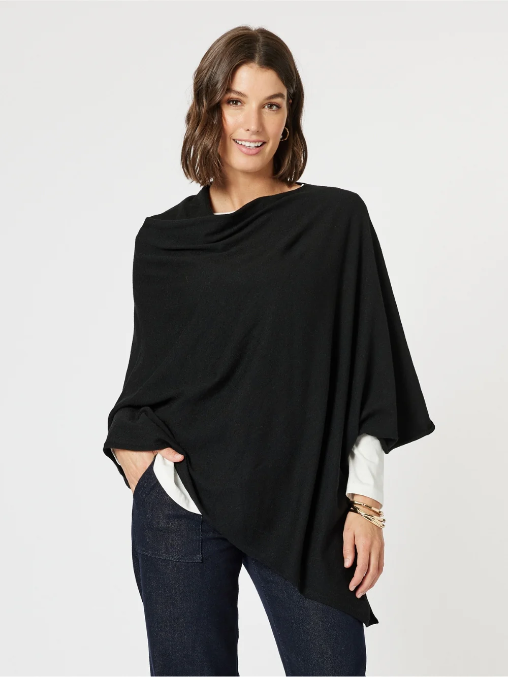 Macy Knit Poncho - Black
