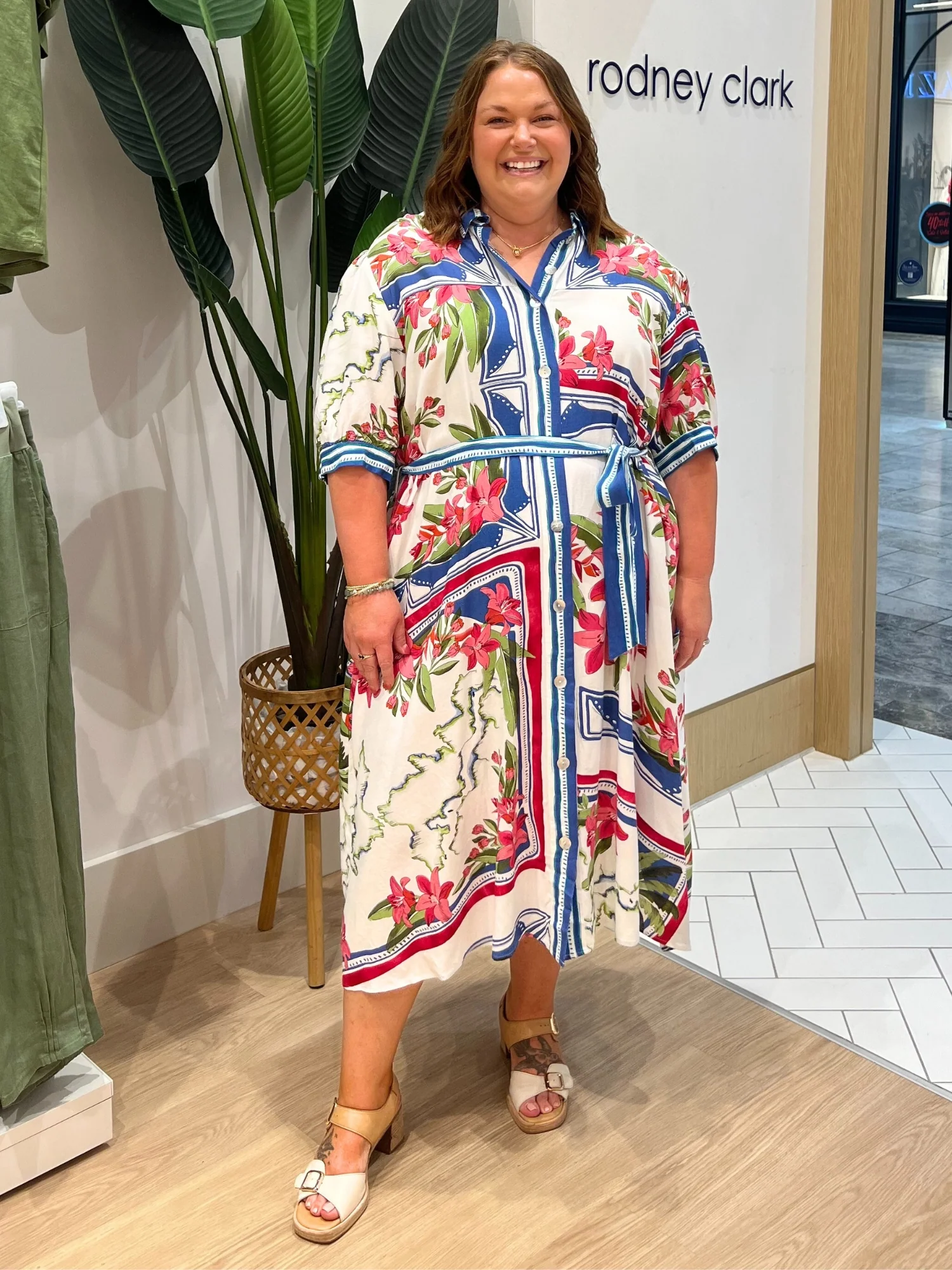 Monaco Floral Print Shirt Dress - Sardinia Blue Multi