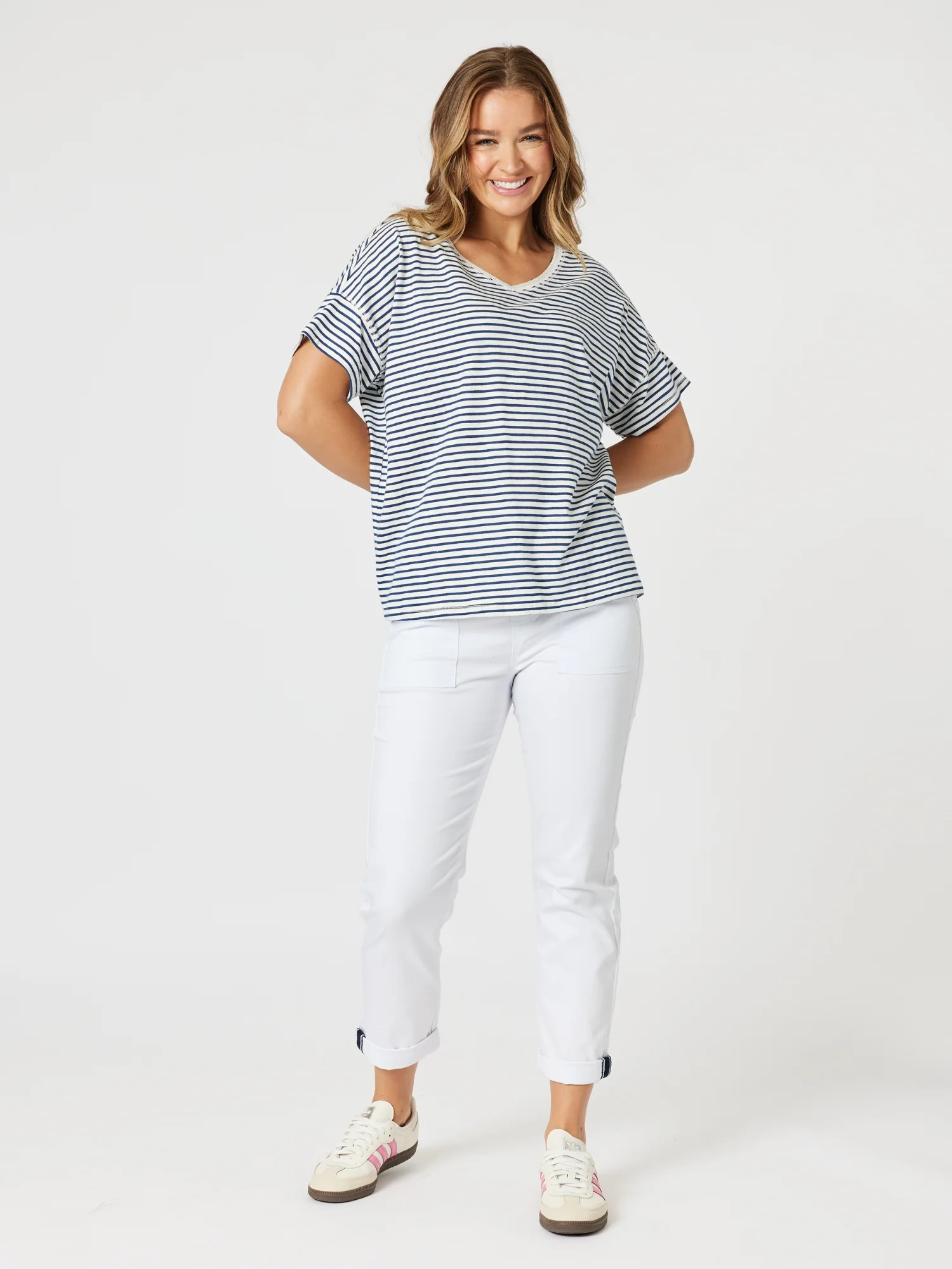 Tyla Stripe Tee - Indigo White