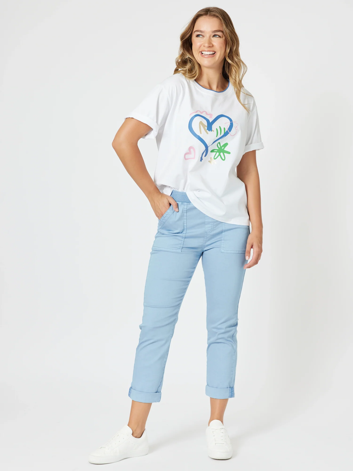 Heart Print Tee - White