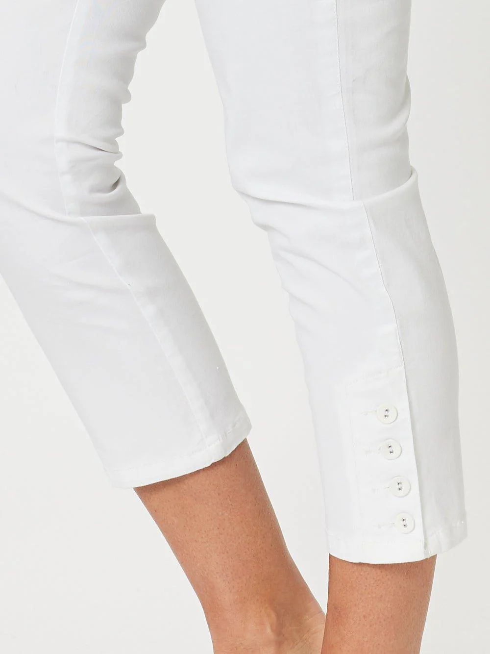 Charlie Cotton Twill Stretch Capri Pant - White