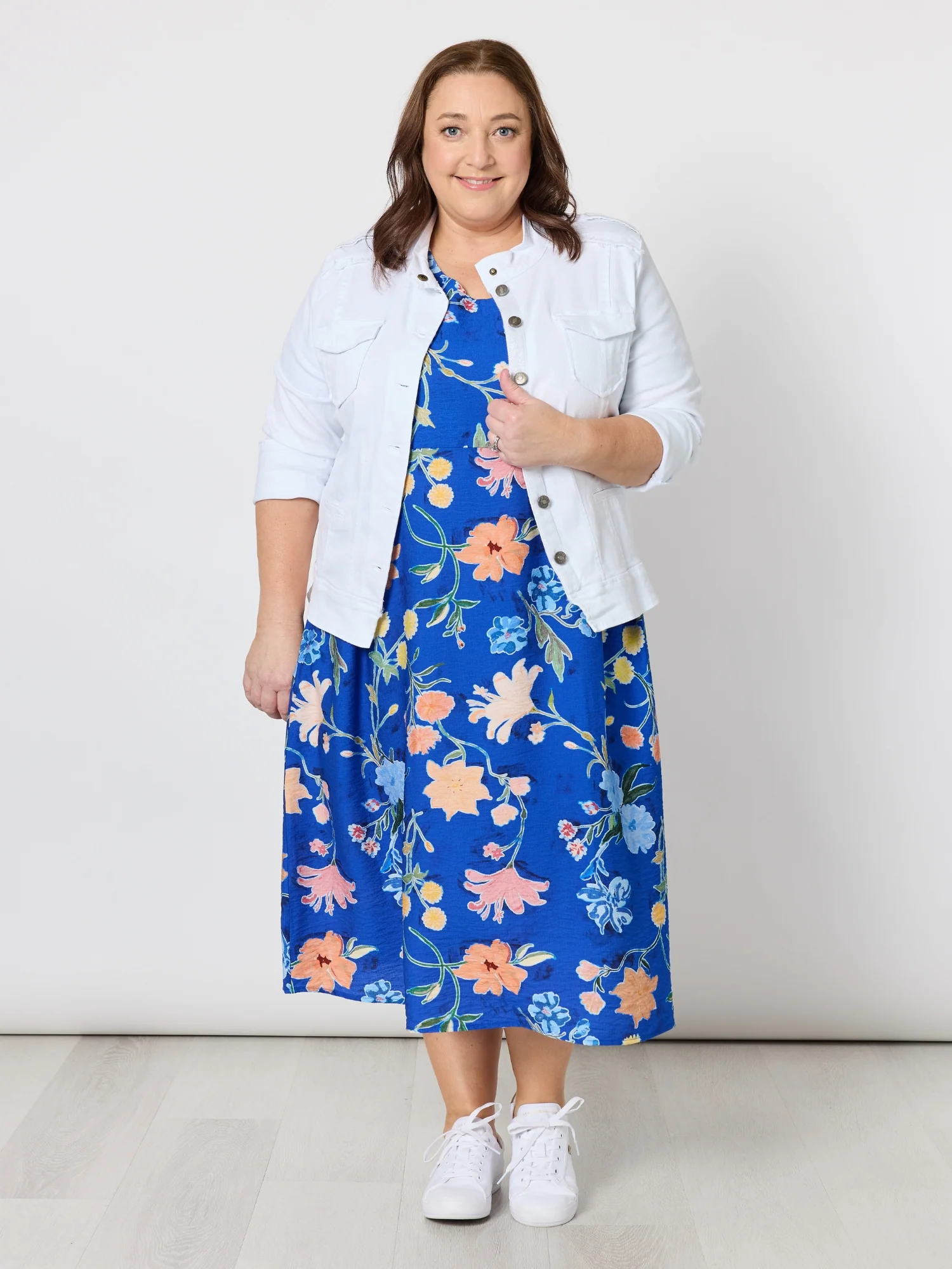 Military Style Denim Jacket - White