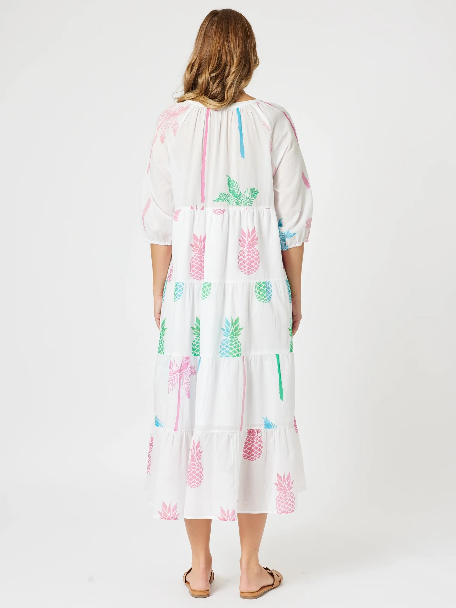Pina Colada Pineapple Print Dress - White Multi