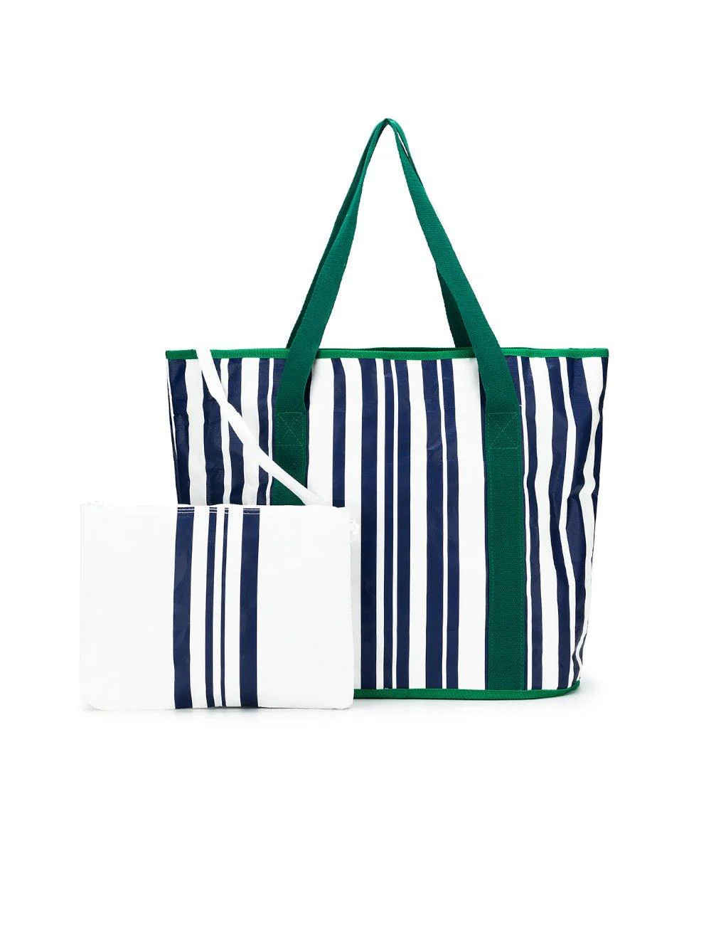 Sabbia Beach Bag Small - Green Stripe
