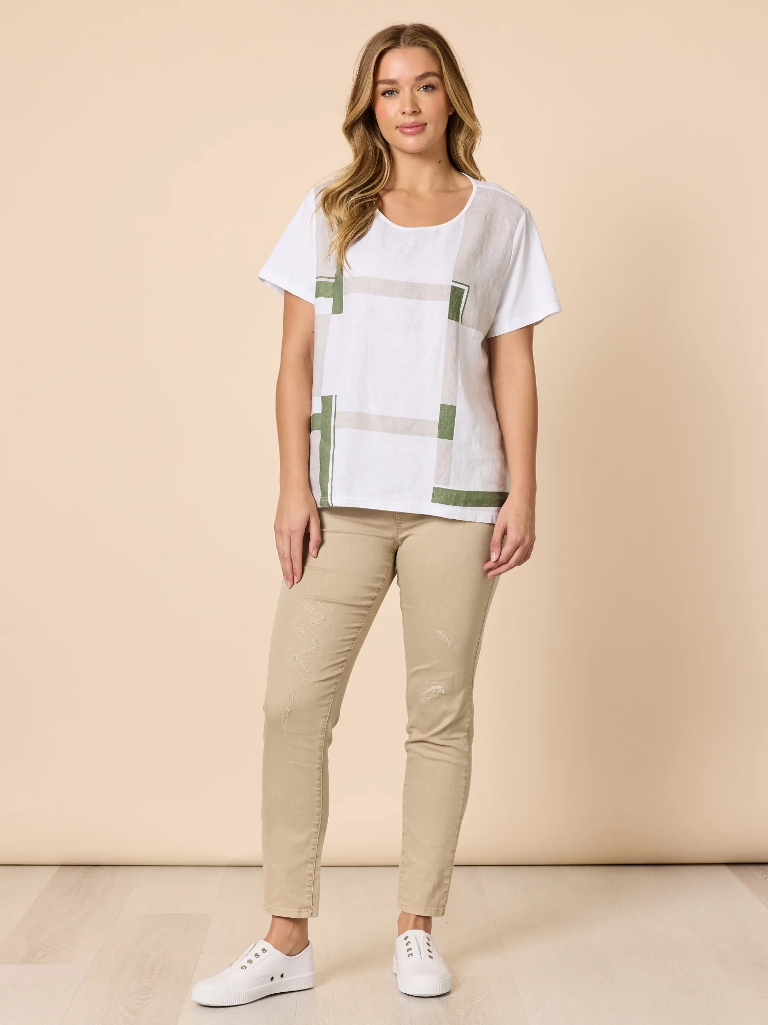 Geometric Print Top - White Basil