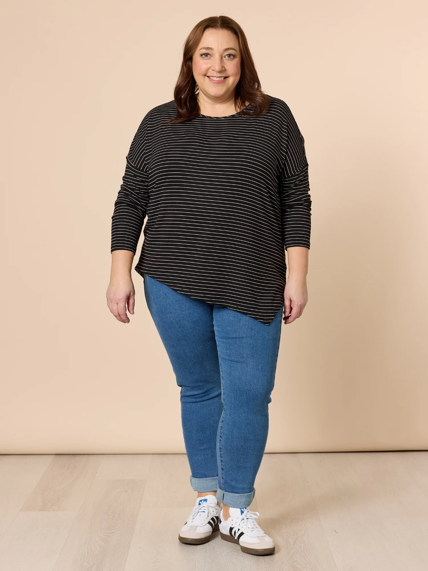 Artist Stripe Print Long Sleeve Top - Black/White