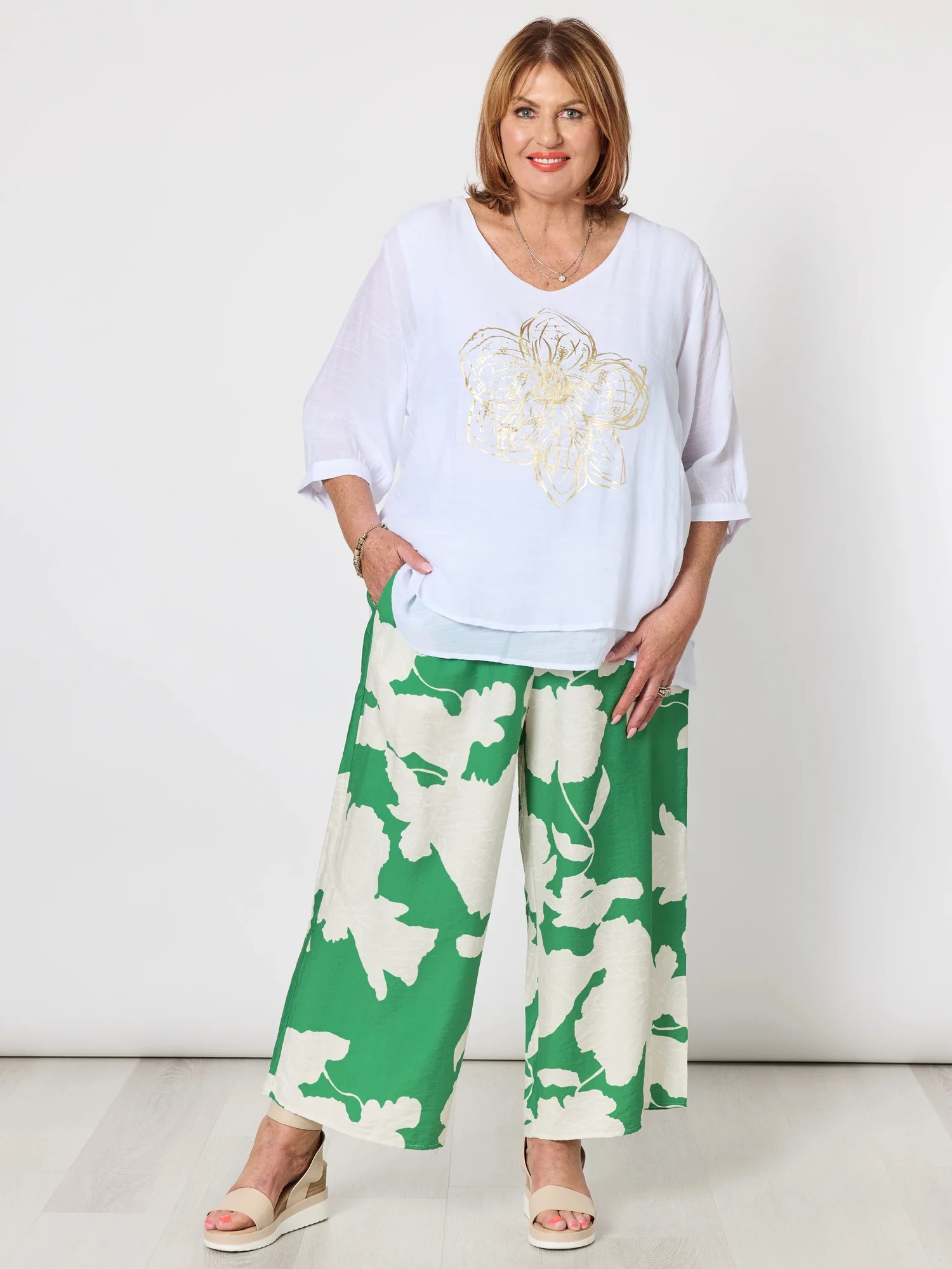 Gold Flower Top - White/Gold