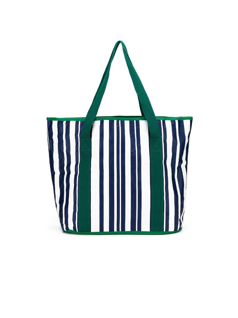 Sabbia Beach Bag Small - Green Stripe