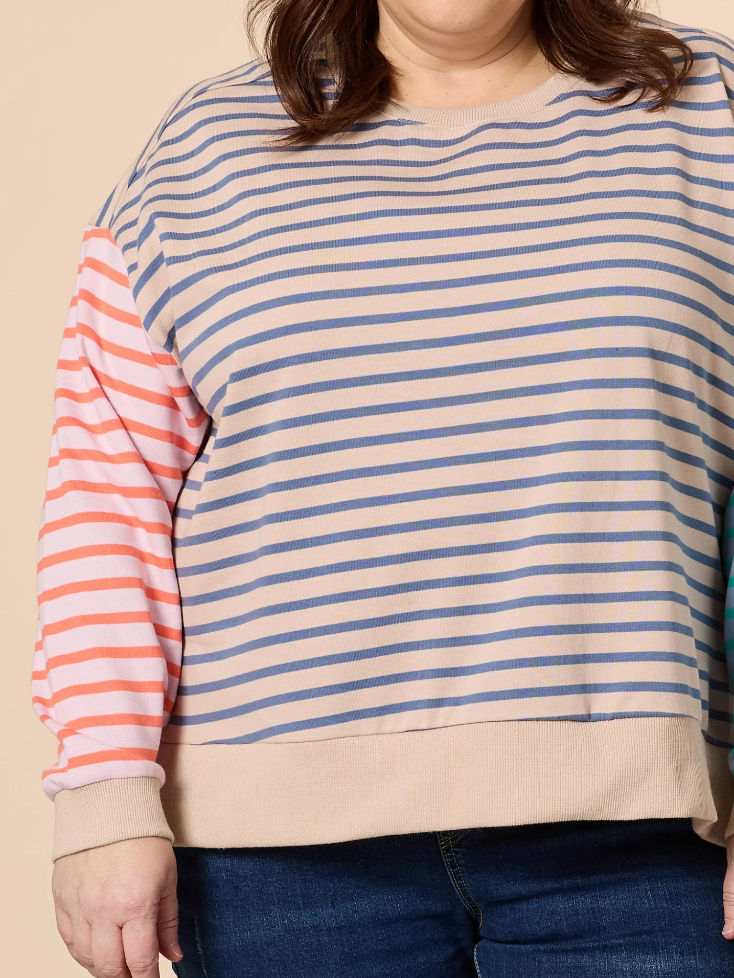 Maxwell Stripe Print Sweat - Blue/Multi
