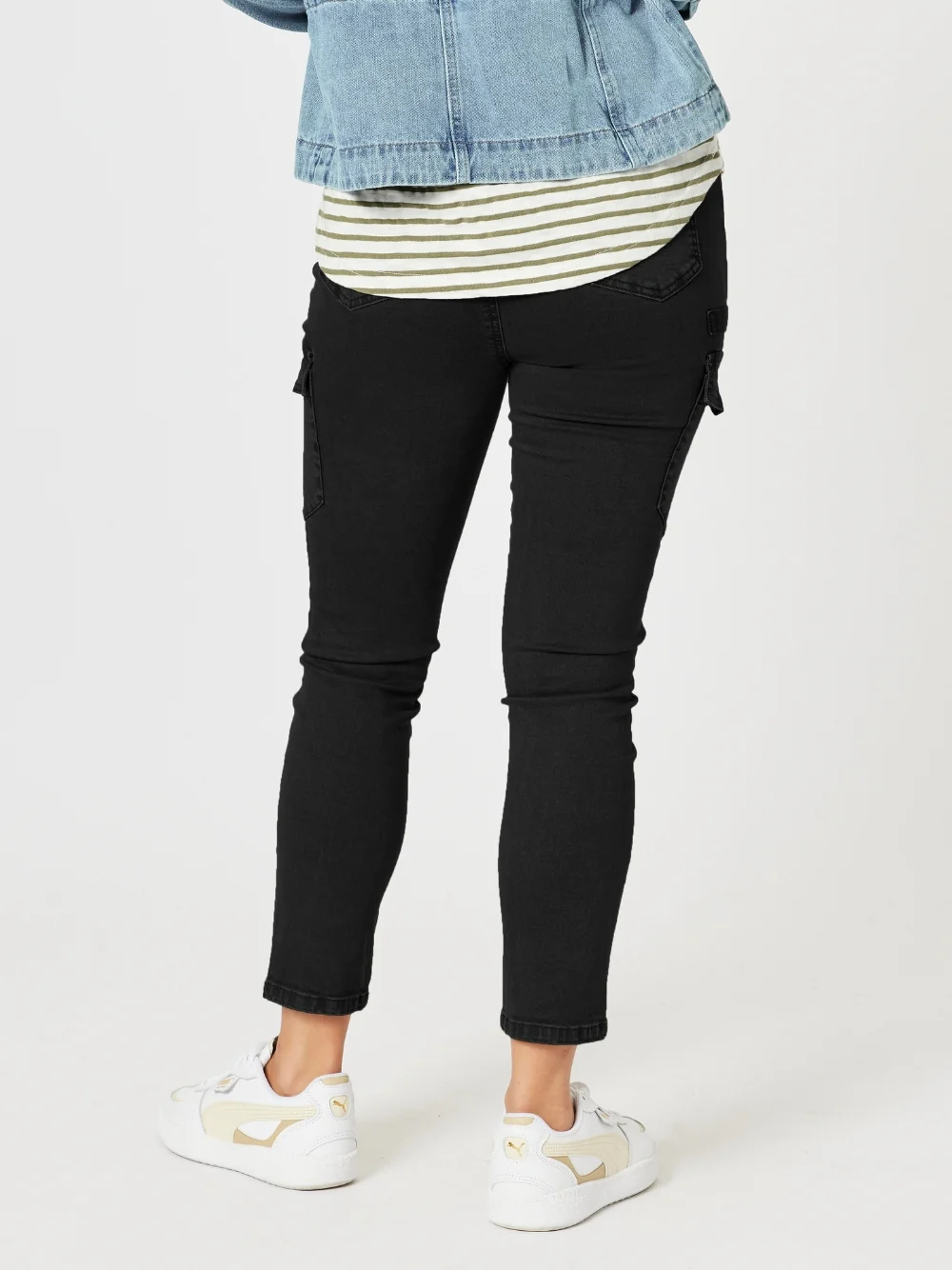 Paige Cargo Slim Leg Jean - Black