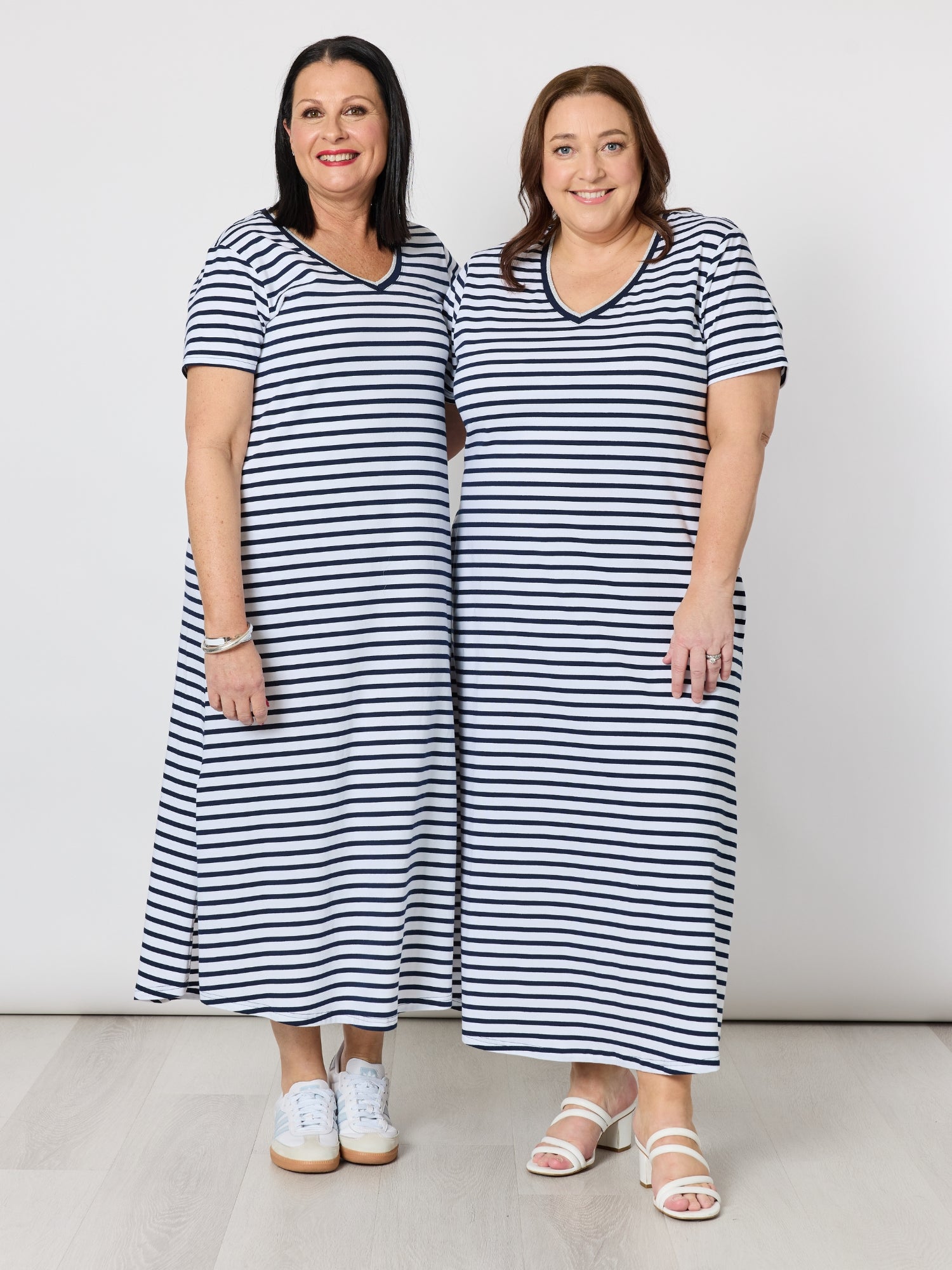 Gemma Stripe Print Dress - Navy/White