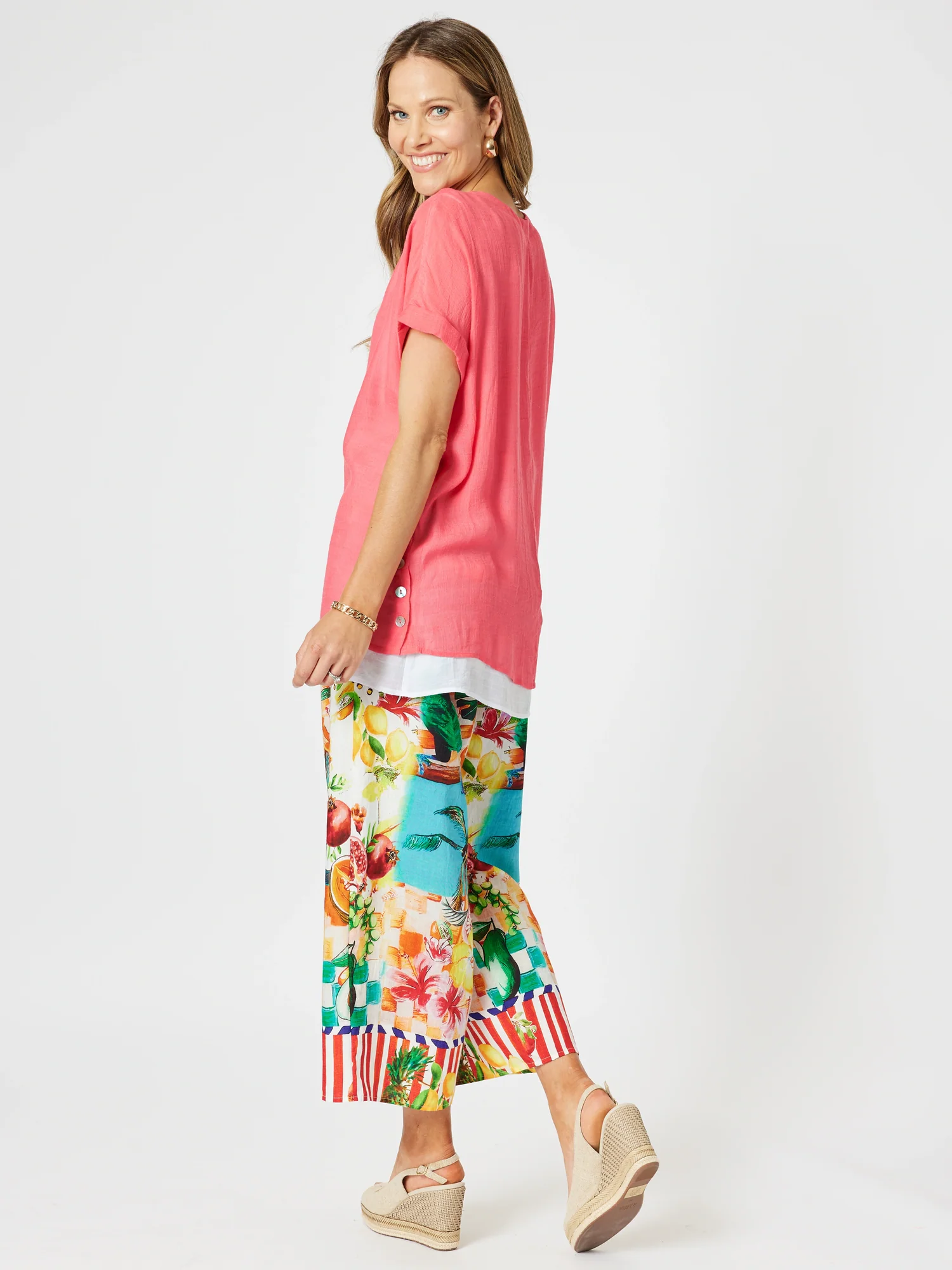 Positano Print Pant - Orange Multi