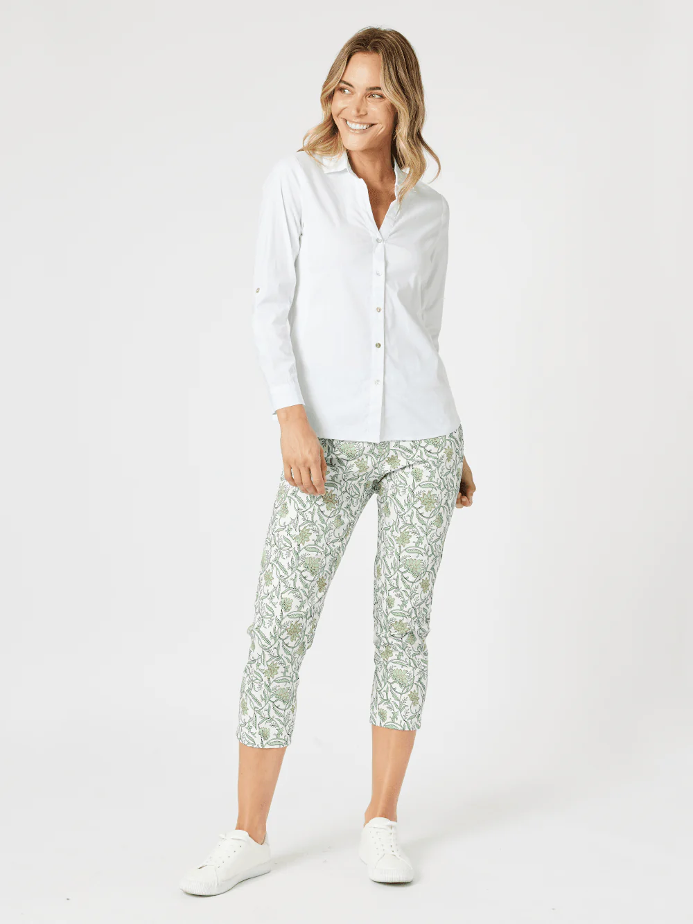 Leaf Print Pant - Khaki