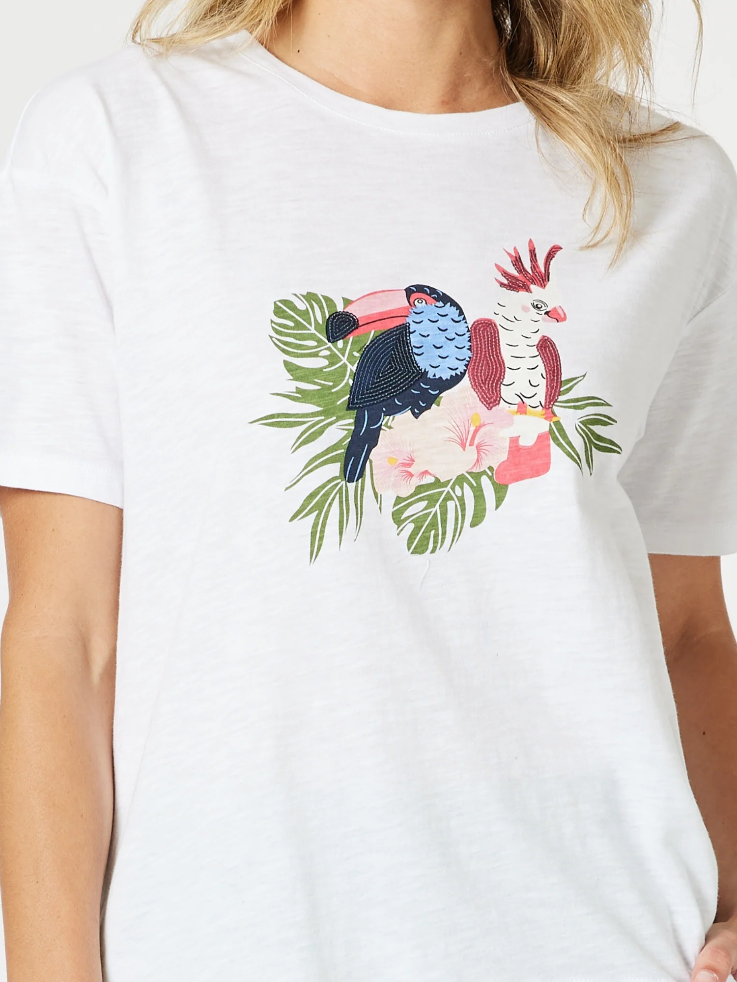 Aviary Sequin Print Tee - White
