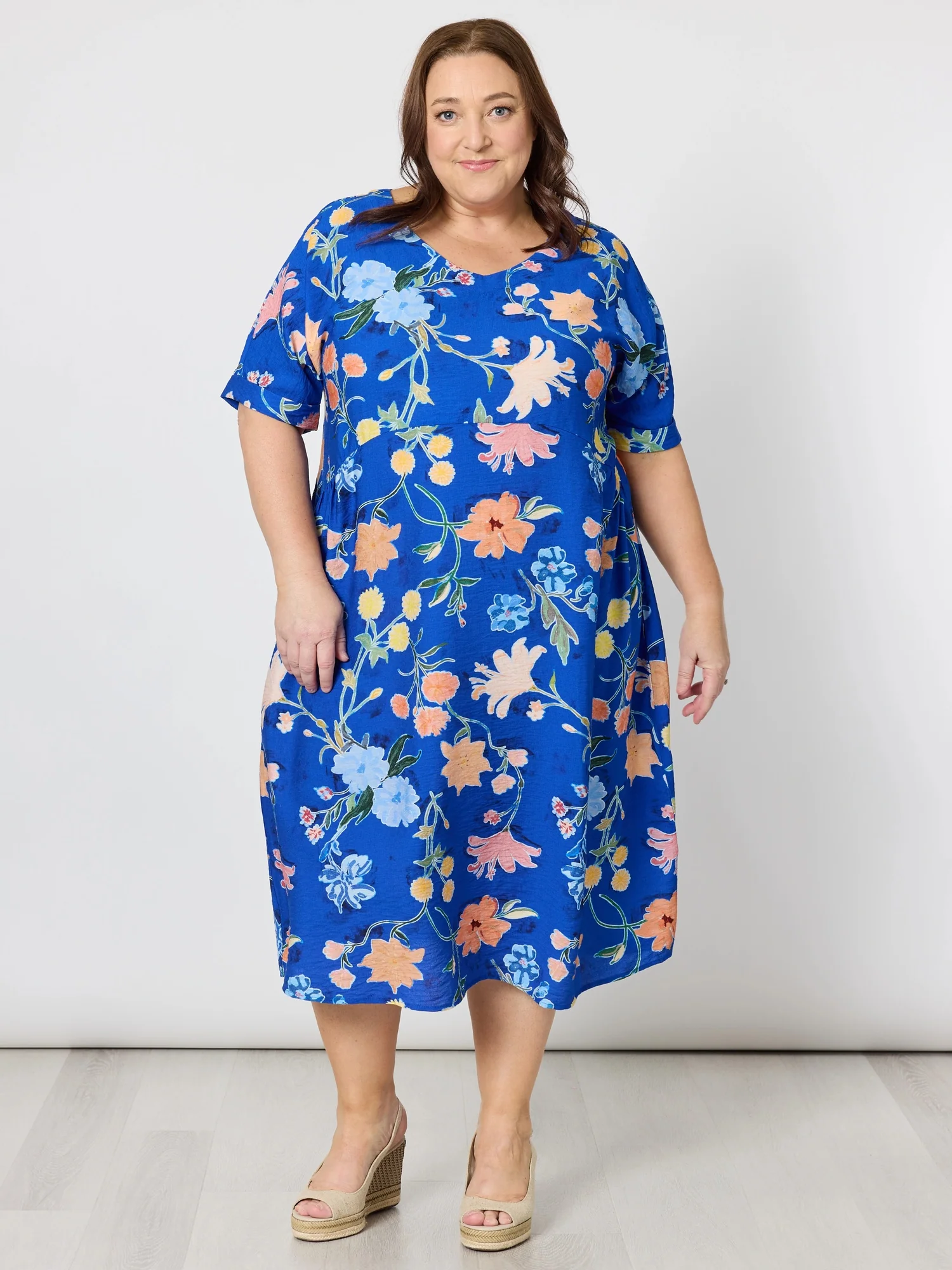 Summer Gala Floral Print Dress - Cobalt