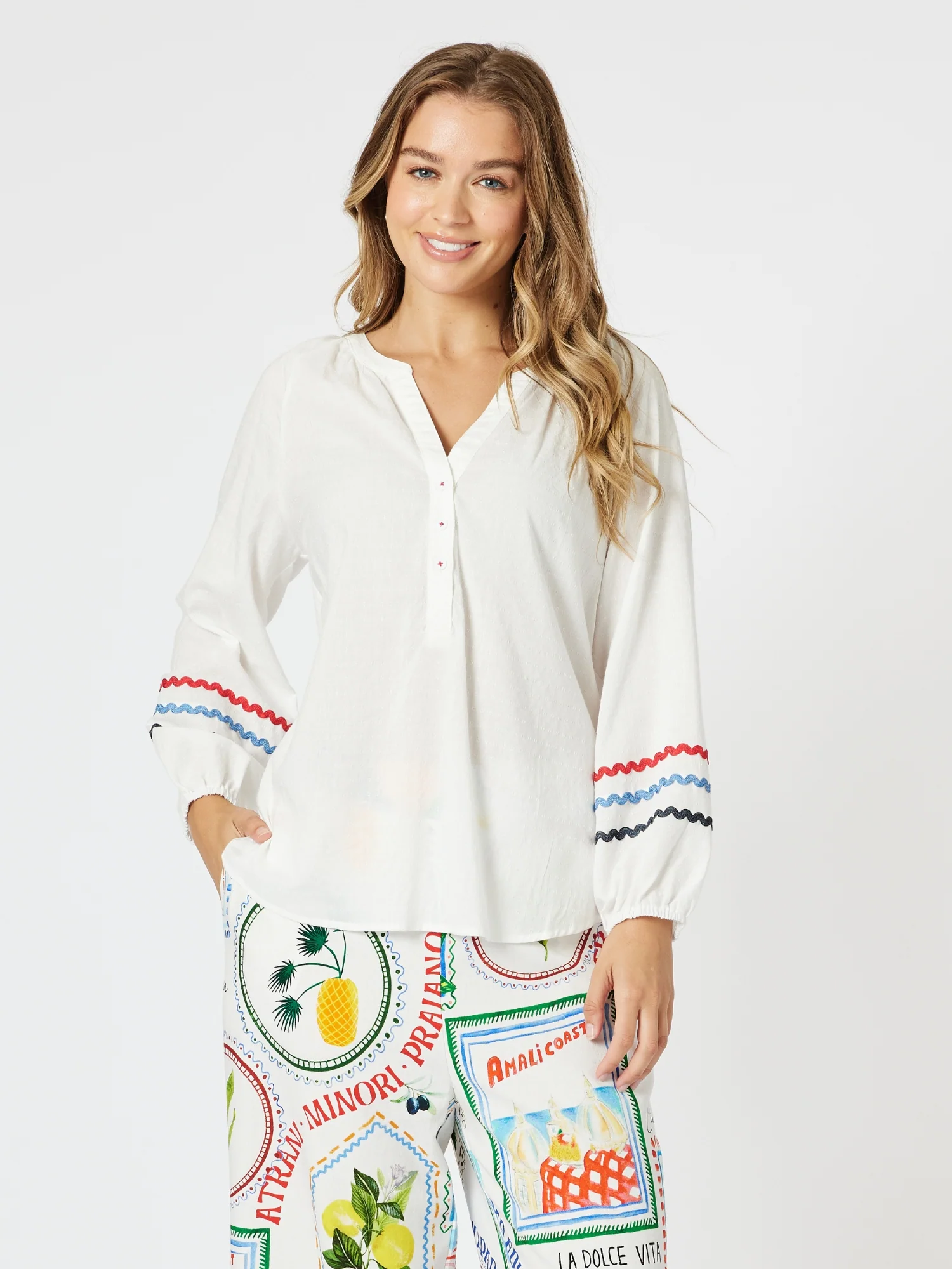 Ric Rac Tunic - White/Blue