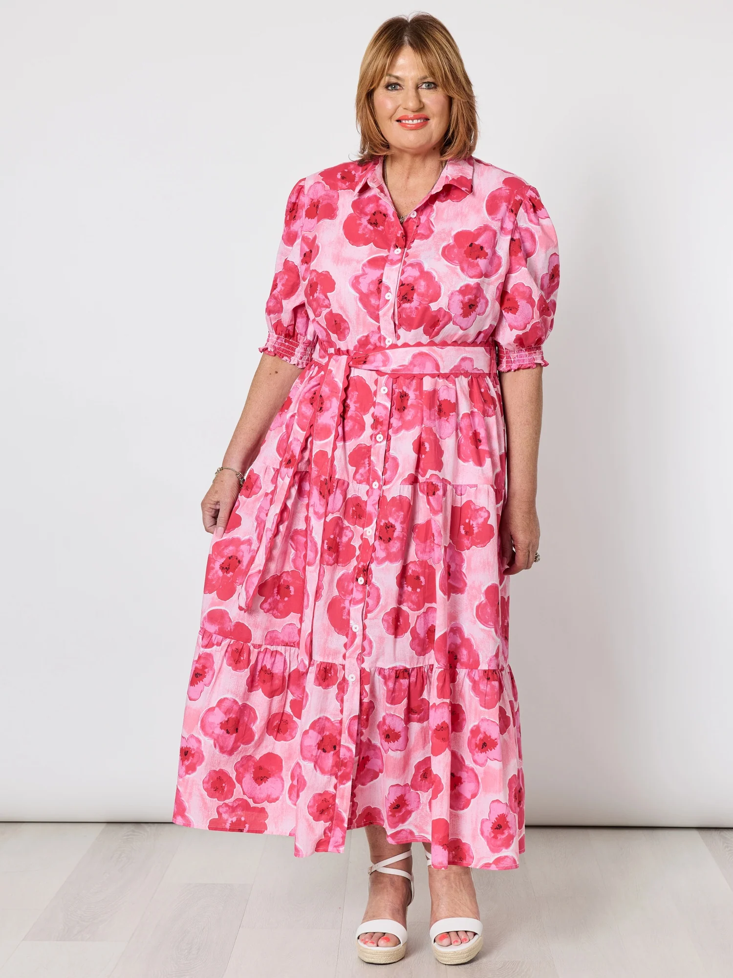 Pink Poppies Floral Print Dress - Pink/Multi