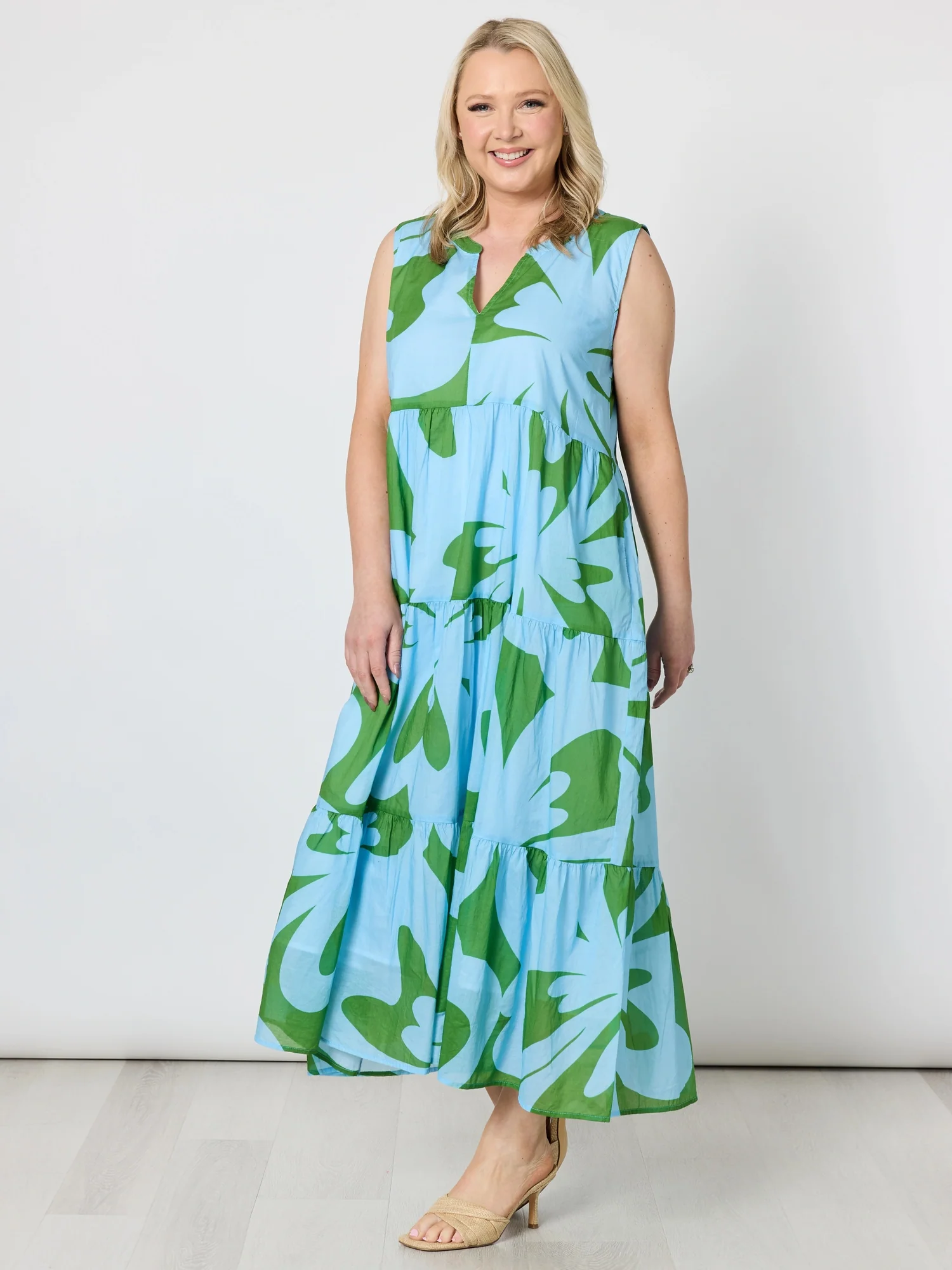 Sienna Print Dress - Blue Green