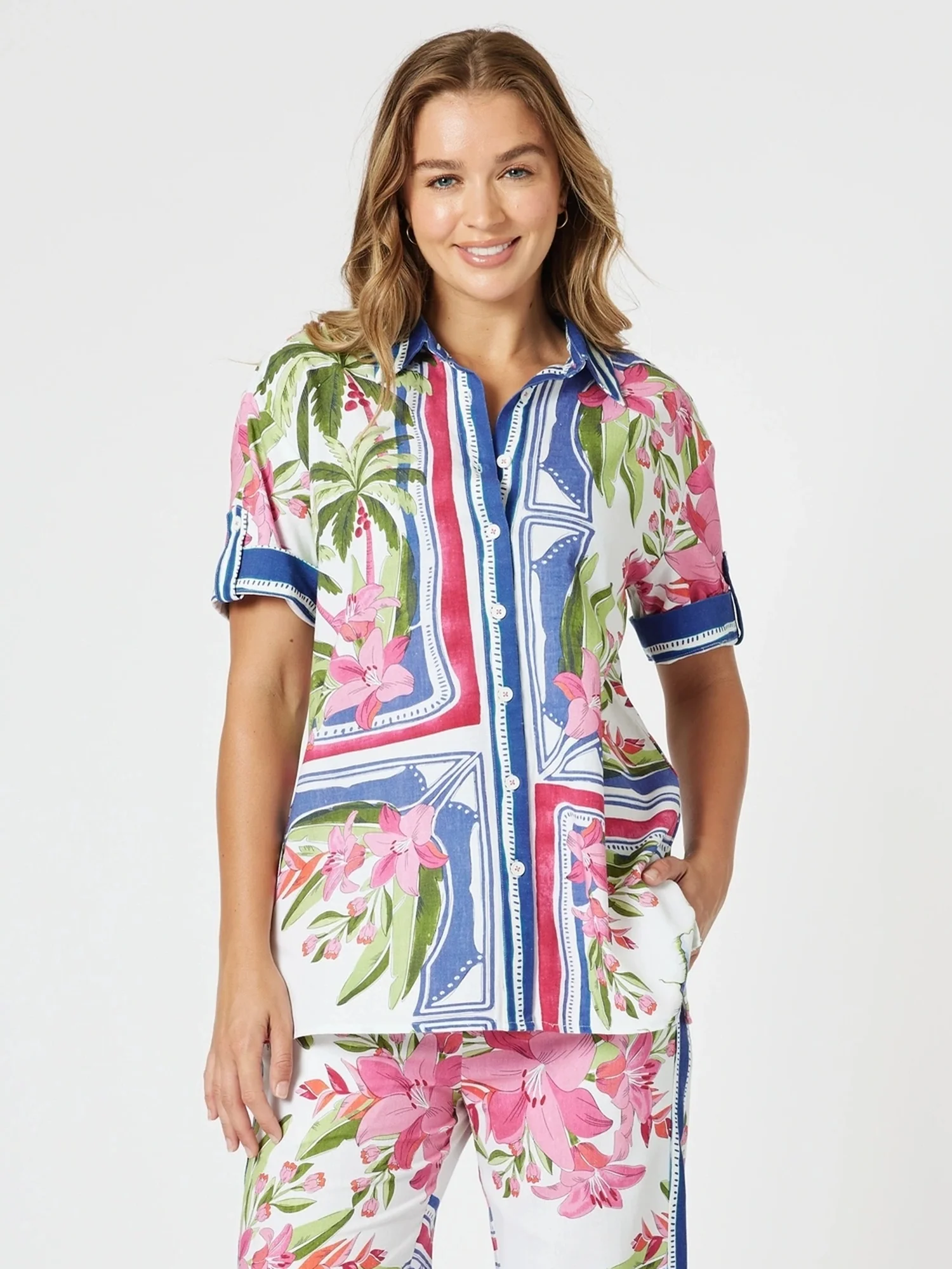 Monaco Floral Print Shirt - Sardinia Blue Multi