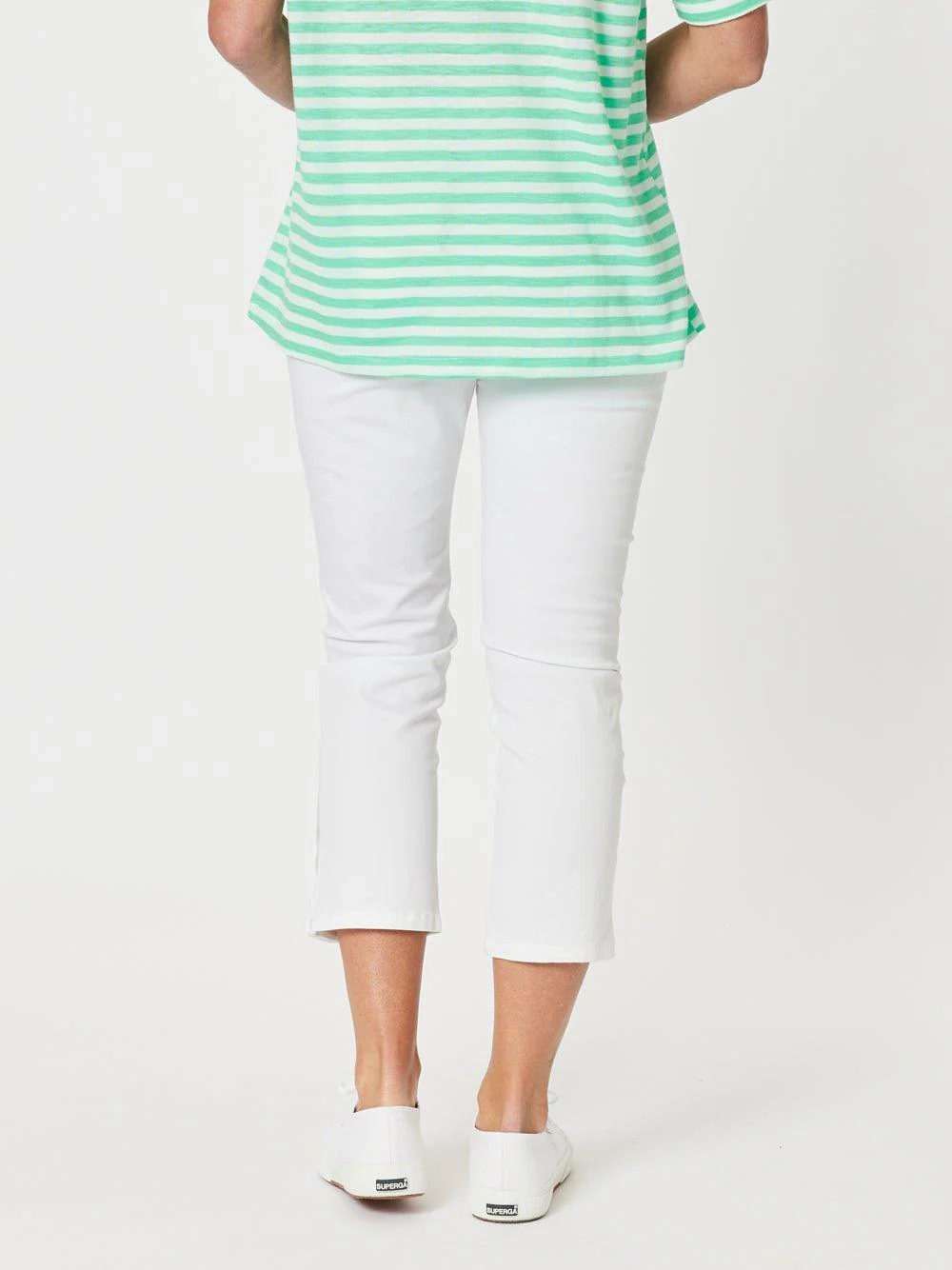 Charlie Cotton Twill Stretch Capri Pant - White