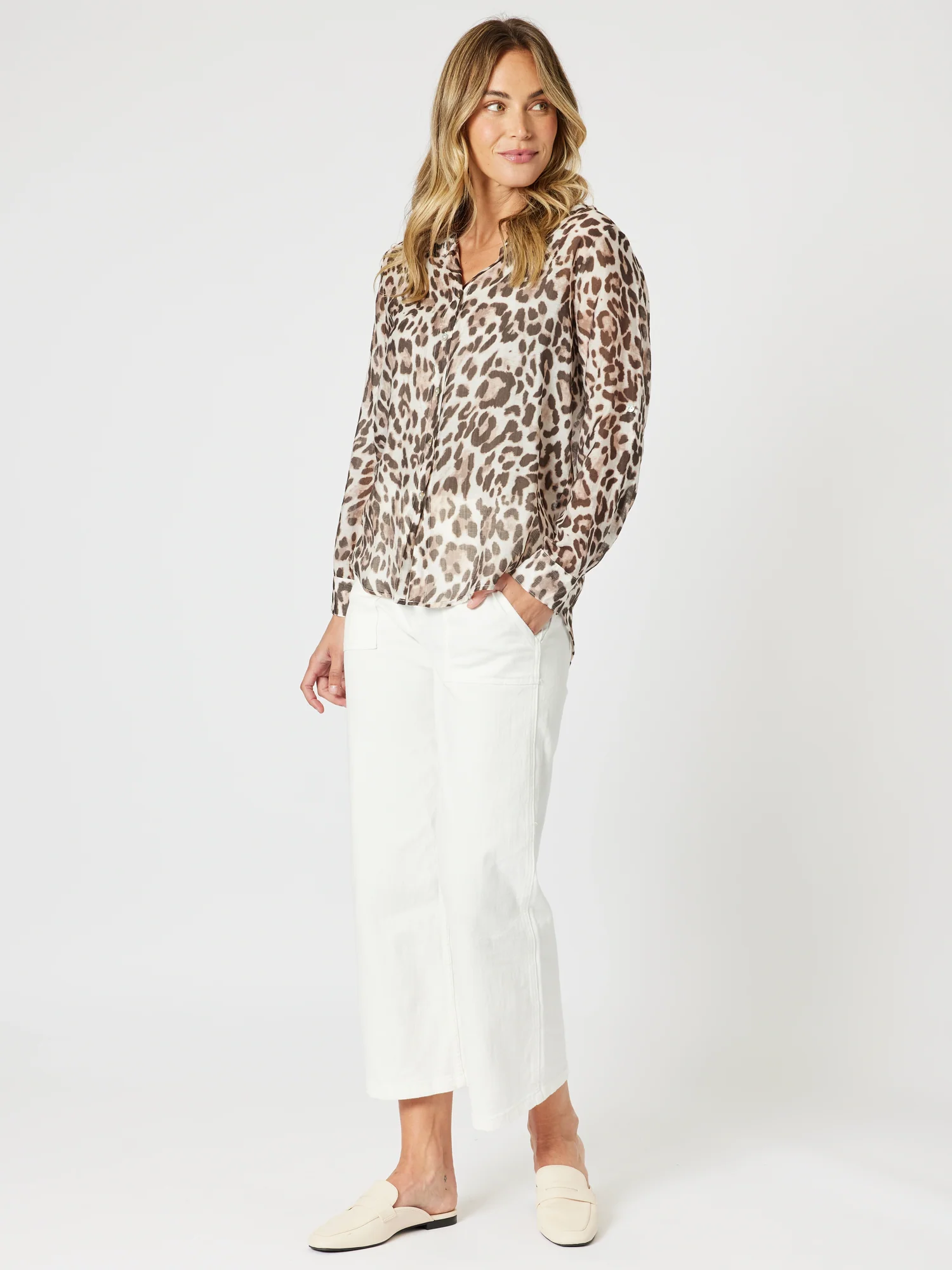 Hudson High Rise Wide Leg Jean - Ivory