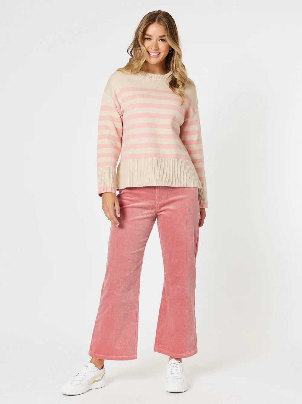 Tempo Stripe Print Knit - Blush/Natural
