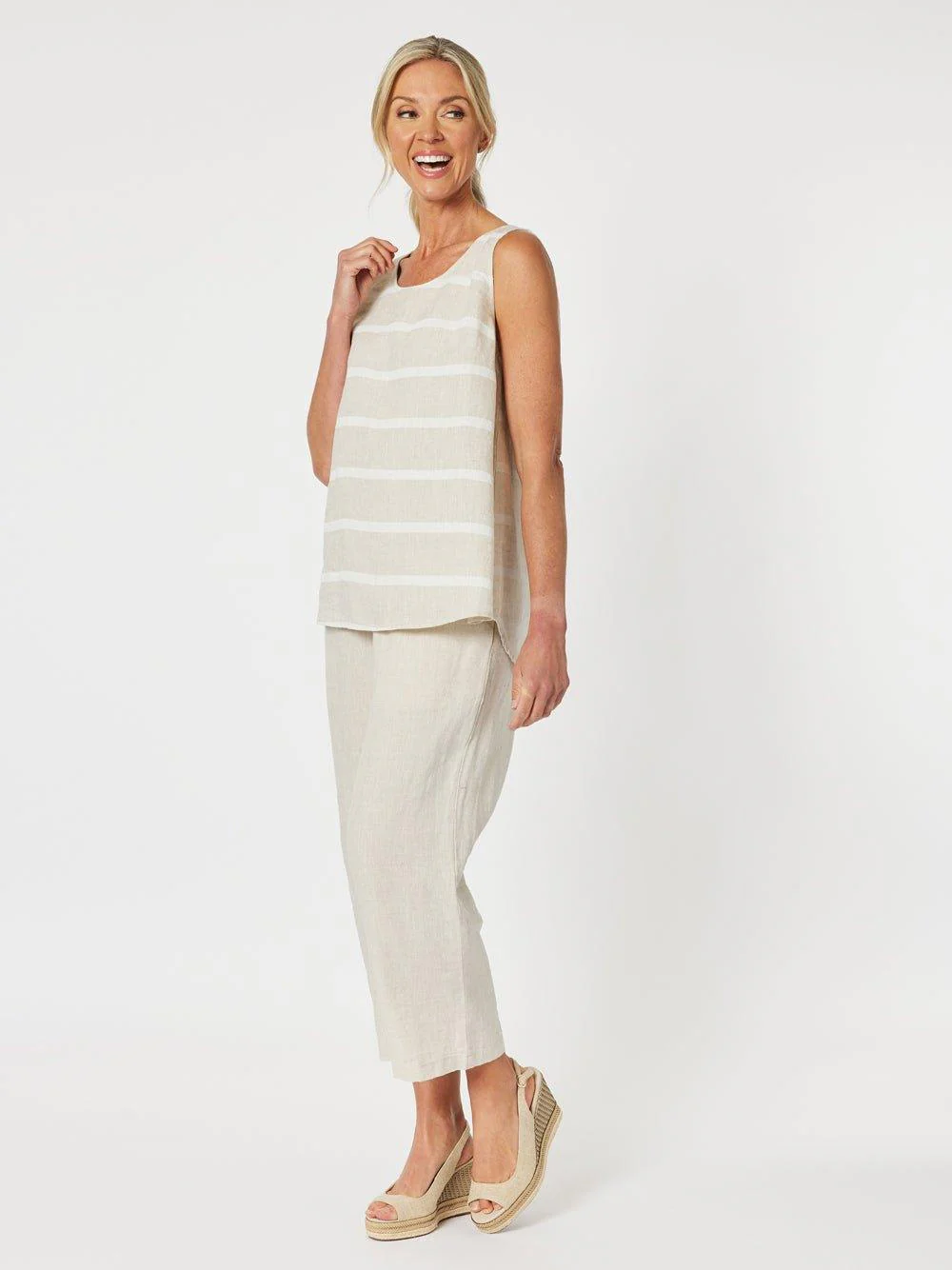 Patio Stripe Print Tank - Natural