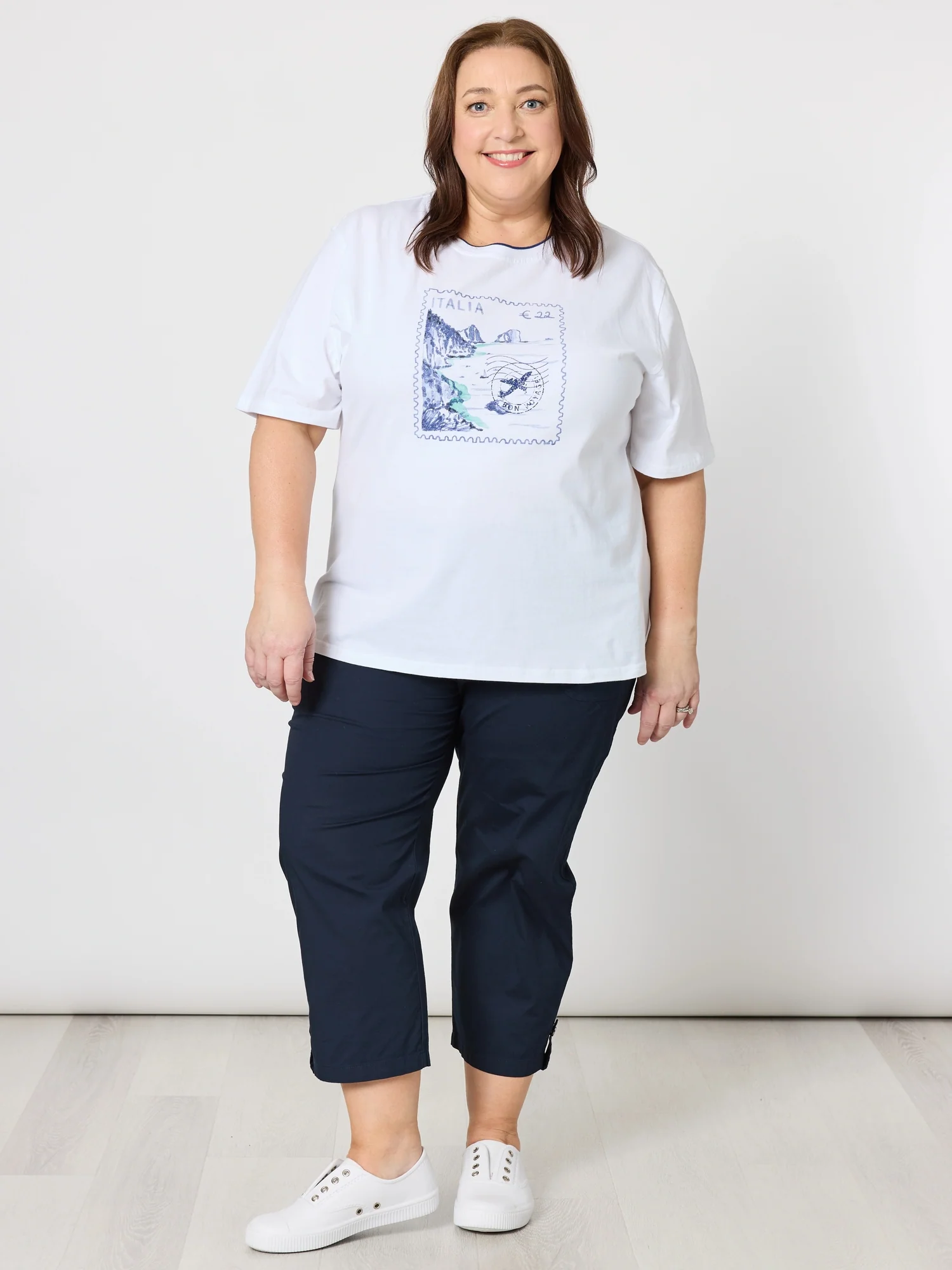 Italia Print Tee - White/Blue