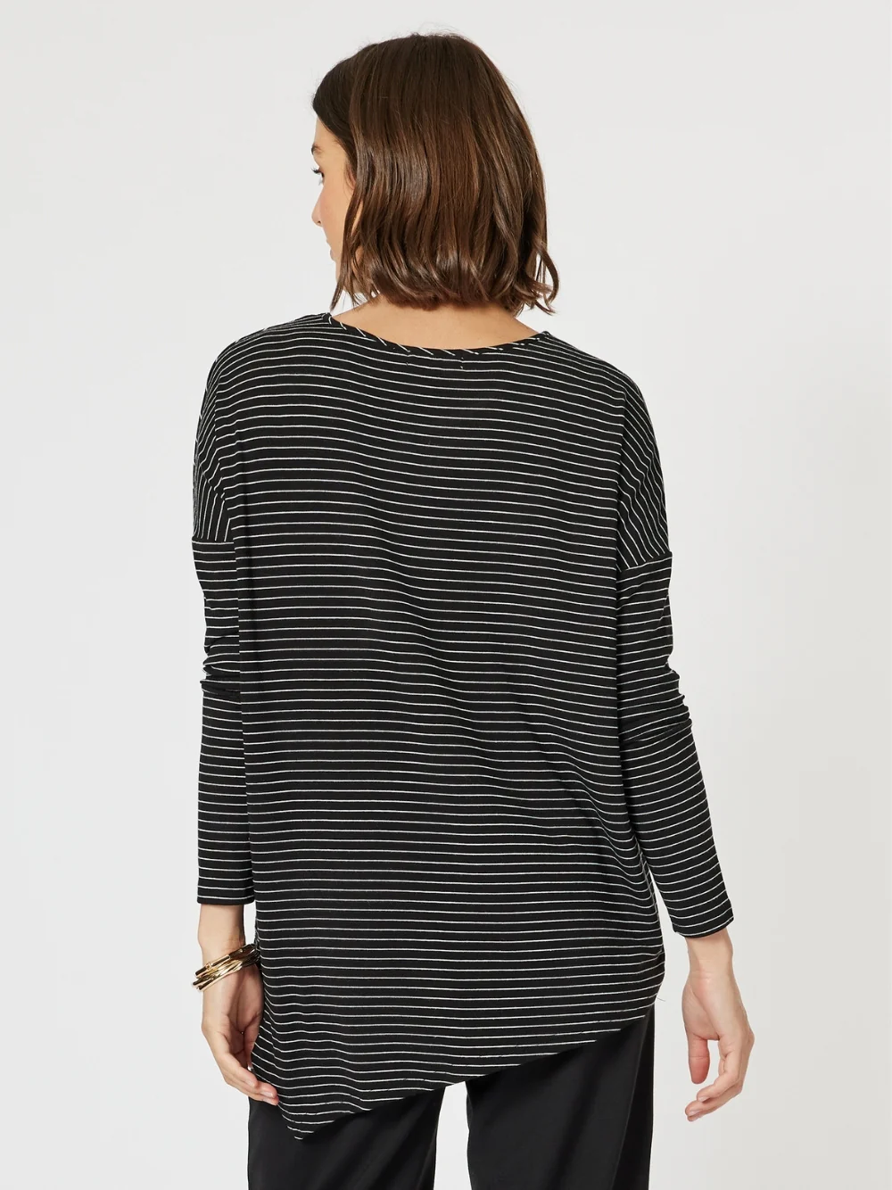 Artist Stripe Print Long Sleeve Top - Black/White