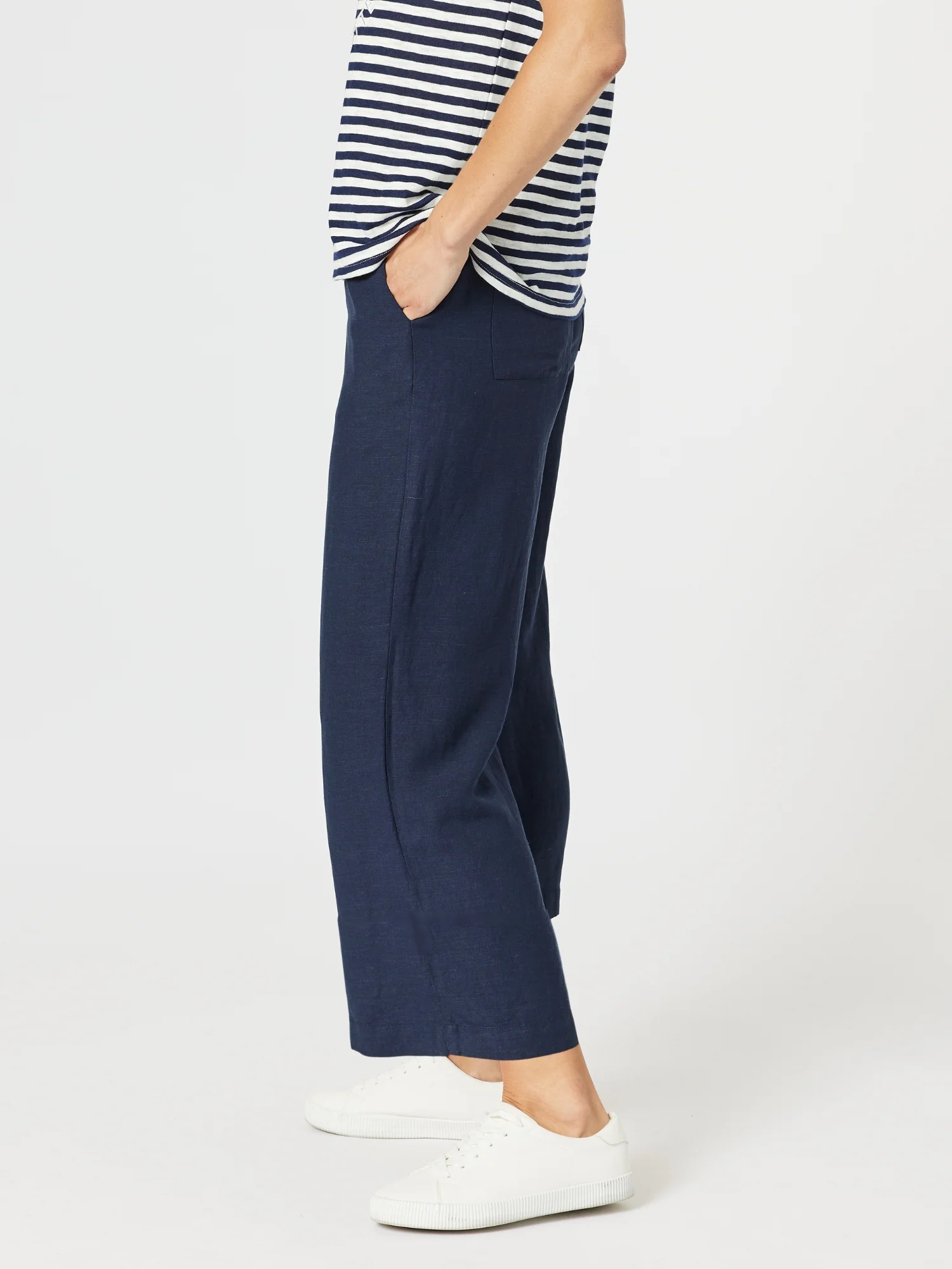 Lino Wide Leg Pant - Navy