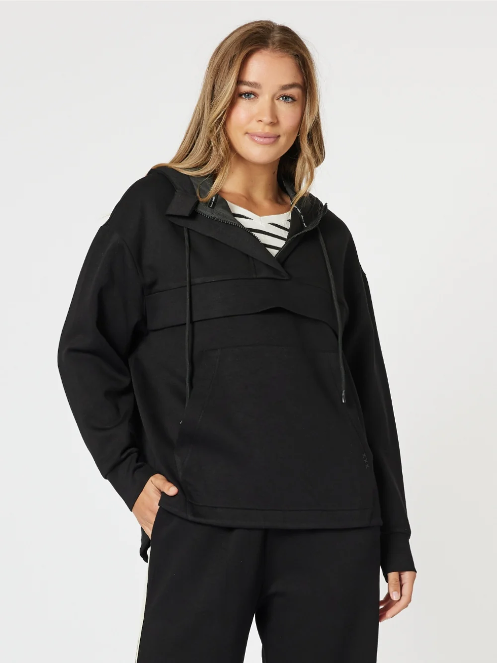 Evie Hooded Zip Sweatshirt - Black