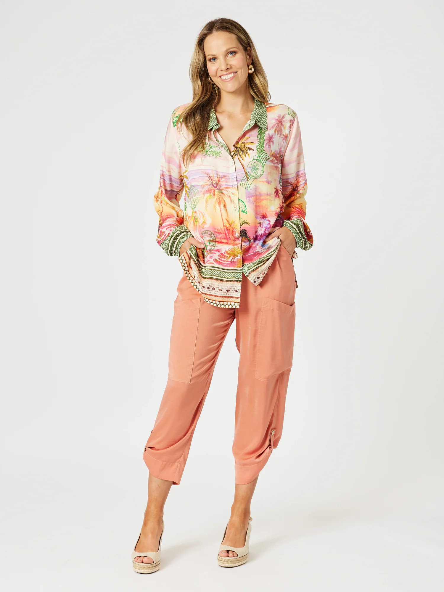 Passport Print Shirt - Sunset Multi