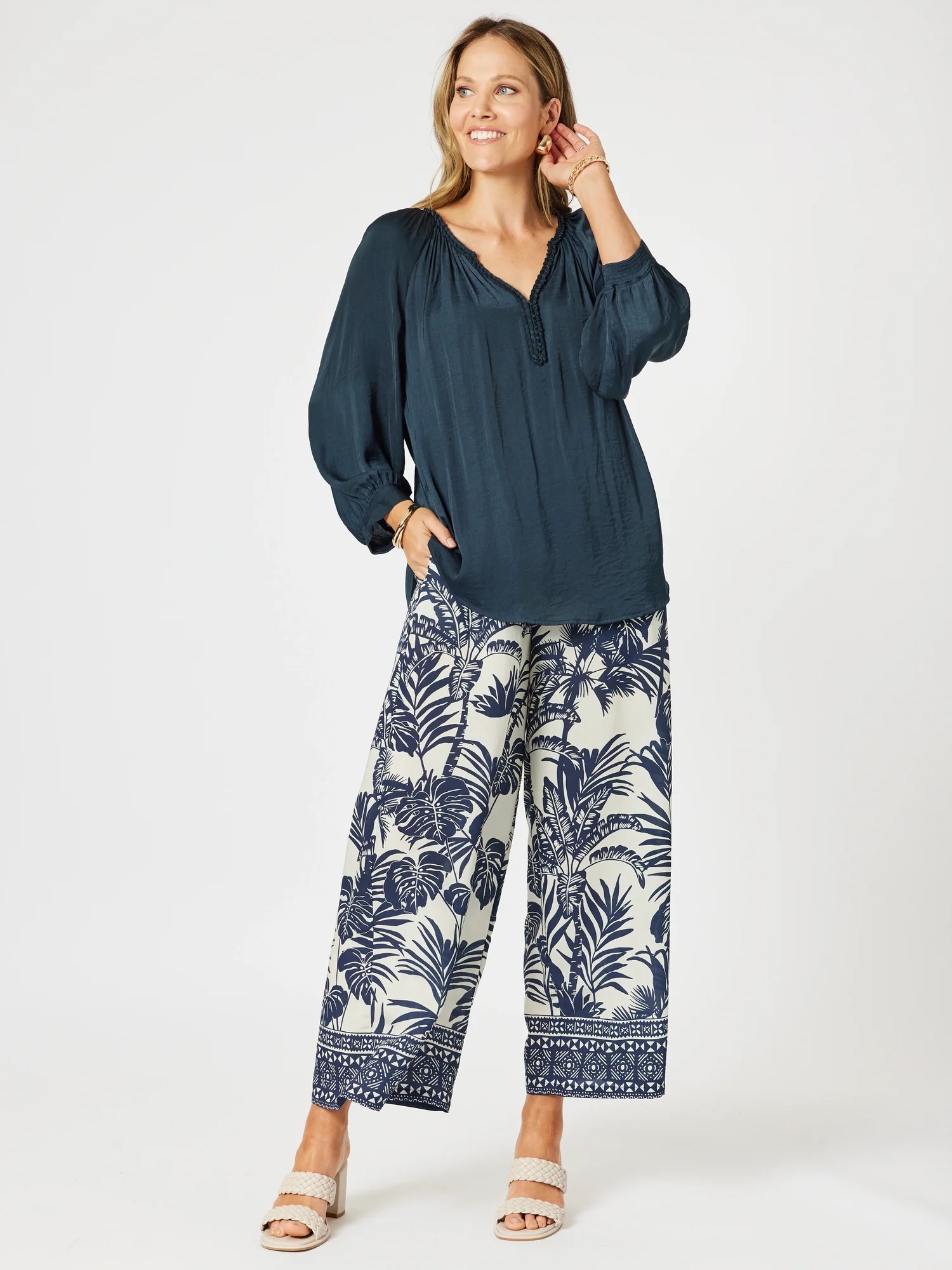 Lux Plait Top - Navy